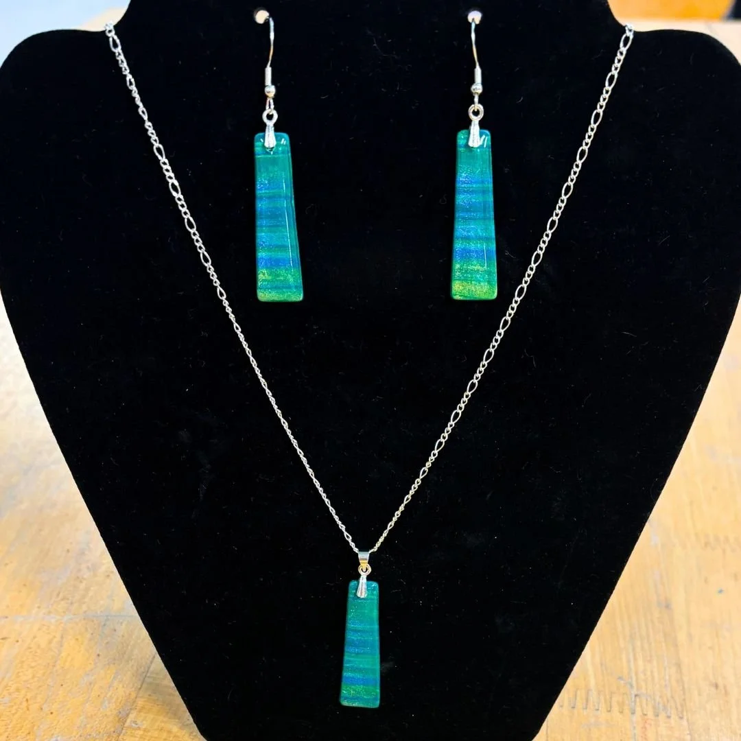 POLYMER CLAY EARRINGS AND PENDANT NECKLACE