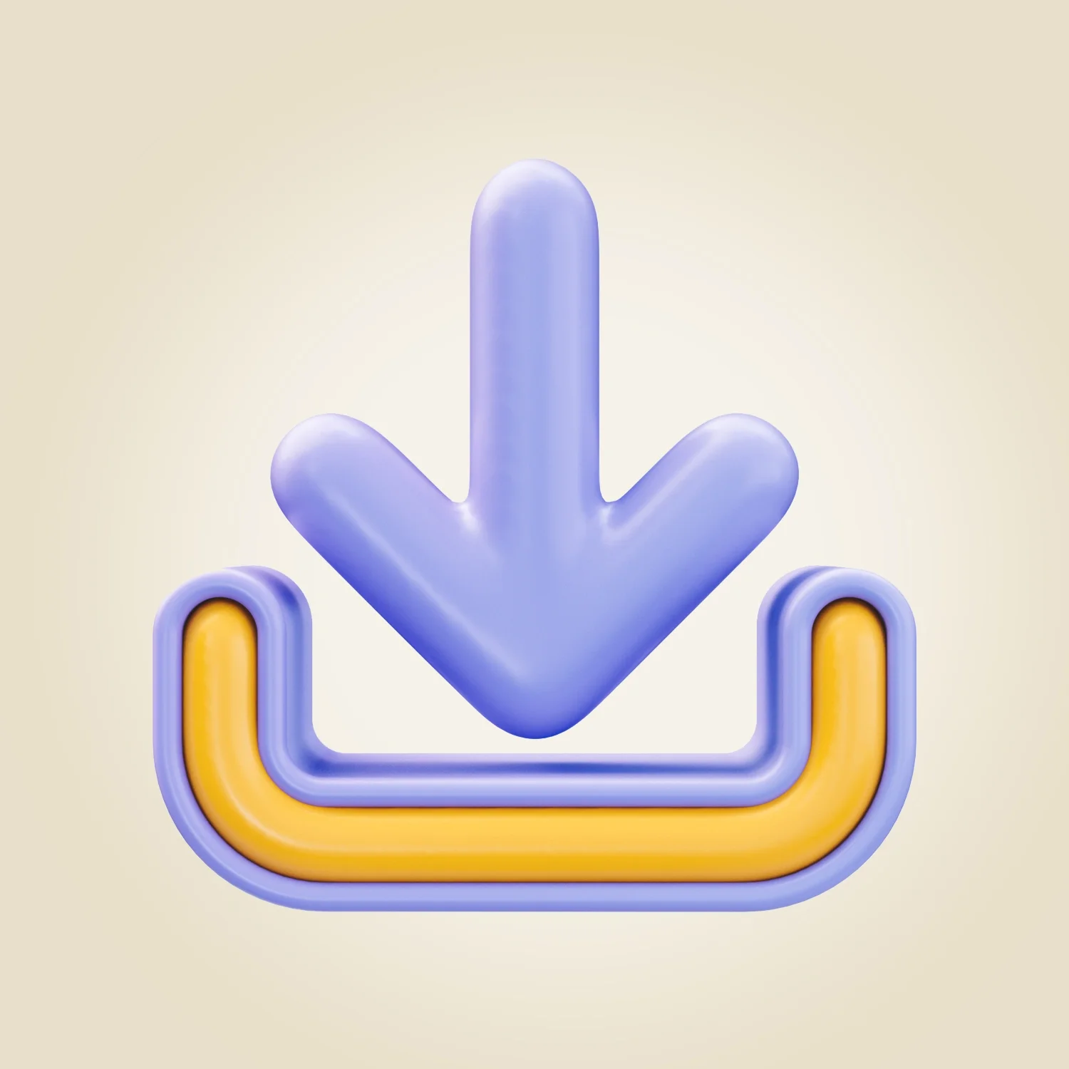 A digital illustration of a purple downward arrow pointing into a stylized box with yellow and purple outlines.