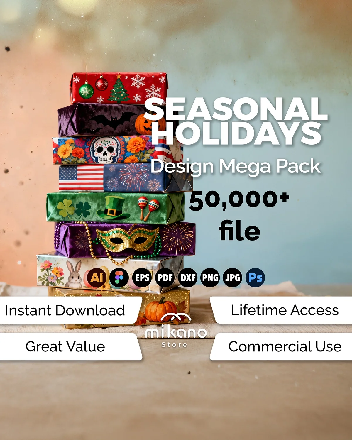 Seasonal Holidays Design Mega Pack, 50,000+ Files (SVG, EPS)