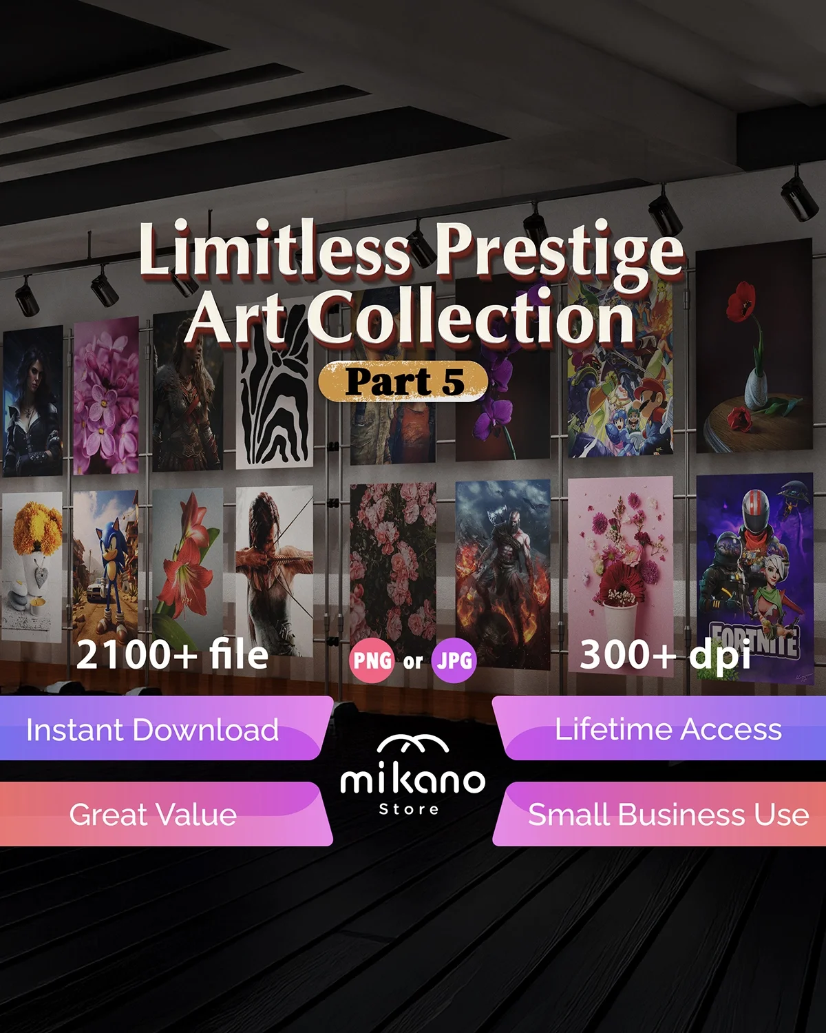 2100+ Digital Wall Art Bundle Printable Poster Set JPG PNG Download Instant High Res Eclectic Fantasy Floral Gaming Decor Part 5