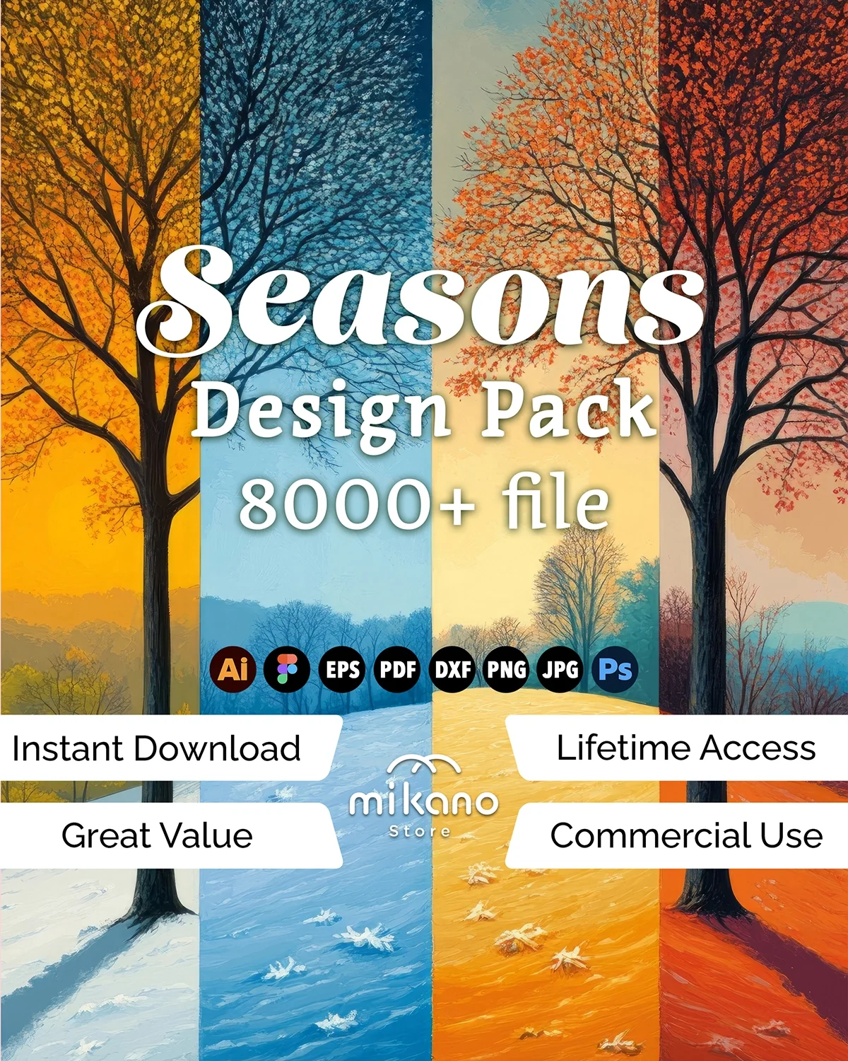 Seasons Design Bundle 8000+ Files For Cricut Sublimation Seasonal Graphics png, eps, Ai, pdf, dxf, jpg, psd Nature Art Pack