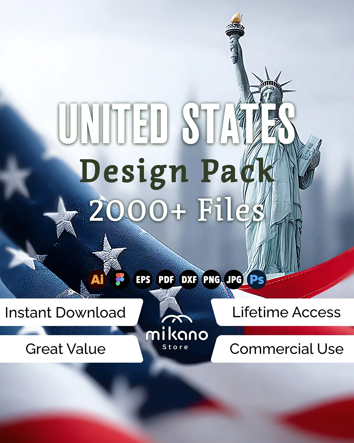 United States Design Bundle 2000+ Files For Cricut Sublimation Patriotic Graphics png, eps, Ai, pdf, dxf, jpg, psd America Art Pack