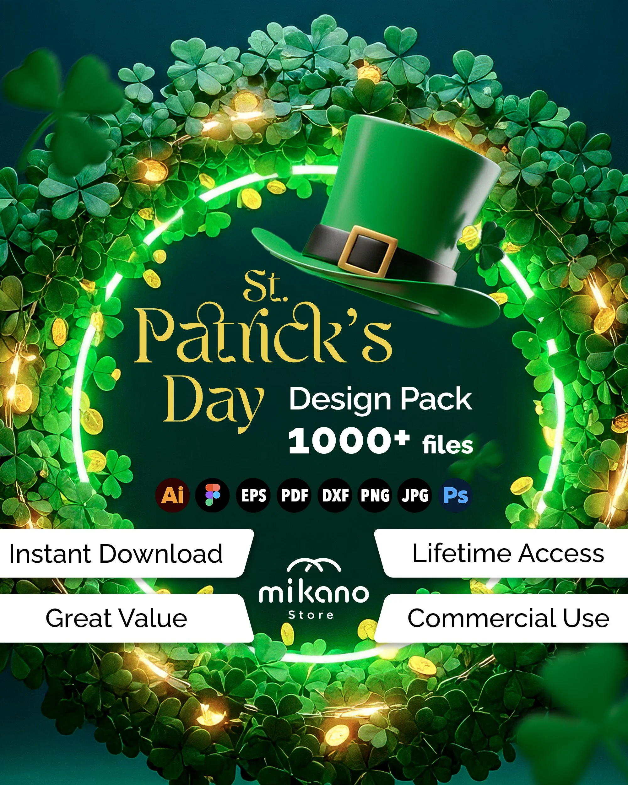 St. Patrick's Day SVG Bundle | 1000+ Lucky Icons, Graphics (Digital Download)