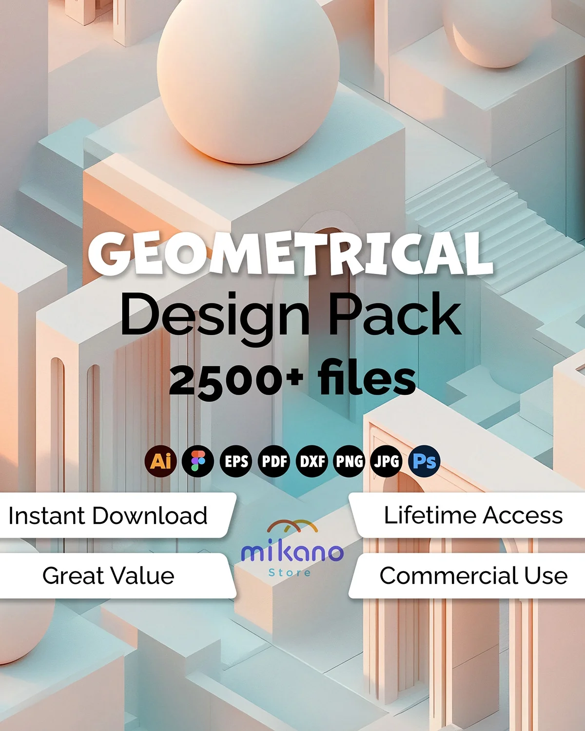 2500+ Geometric Design Pack | Modern Abstract Shapes, Patterns (Digital Download)