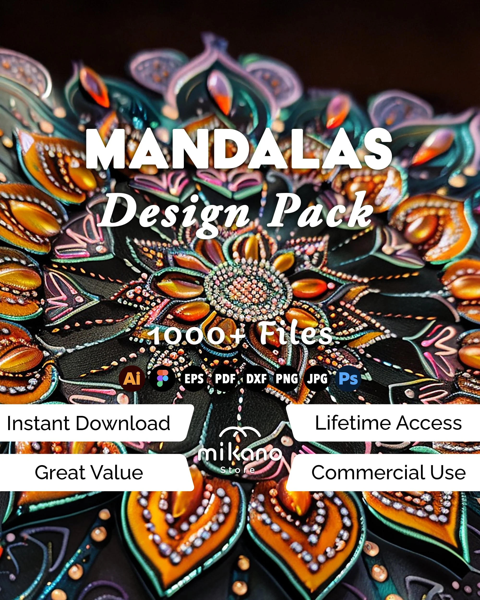 1000+ Boho Mandala Designs Cricut Laser Sublimation Art Pack (ai, eps, pdf, dxf, png, jpg)