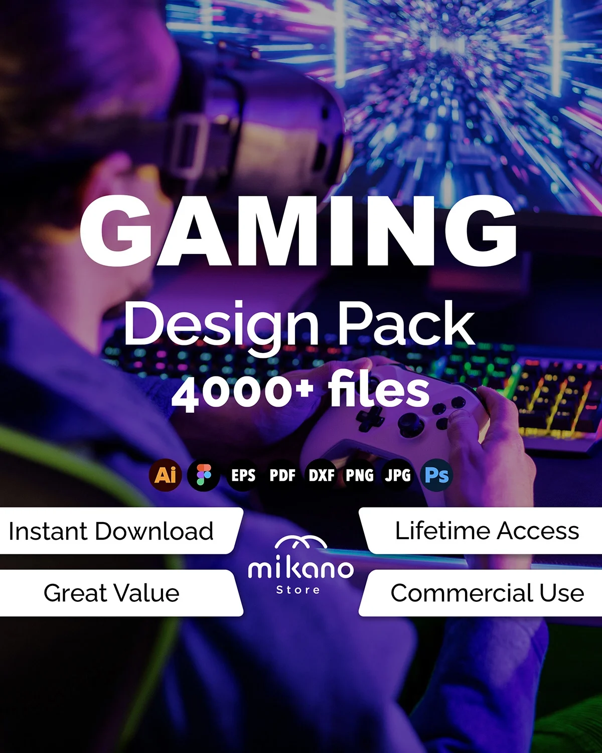 4000+ Gaming AI SVG EPS Designs | Gamer Controller, Console Graphics (Digital Download)
