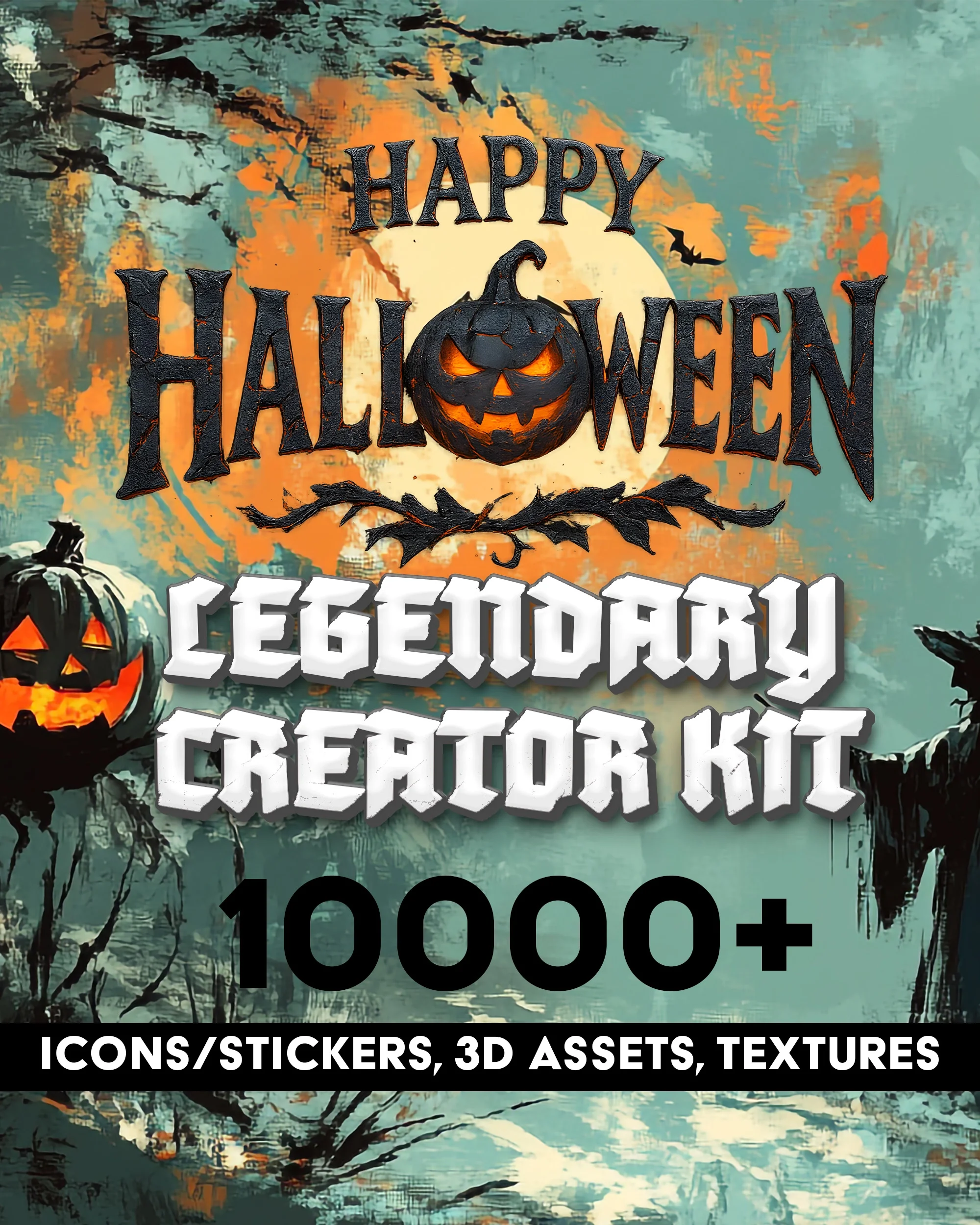 Halloween Creator Kit: 10000+ Icons, Stickers, 3D Assets (Digital Download)