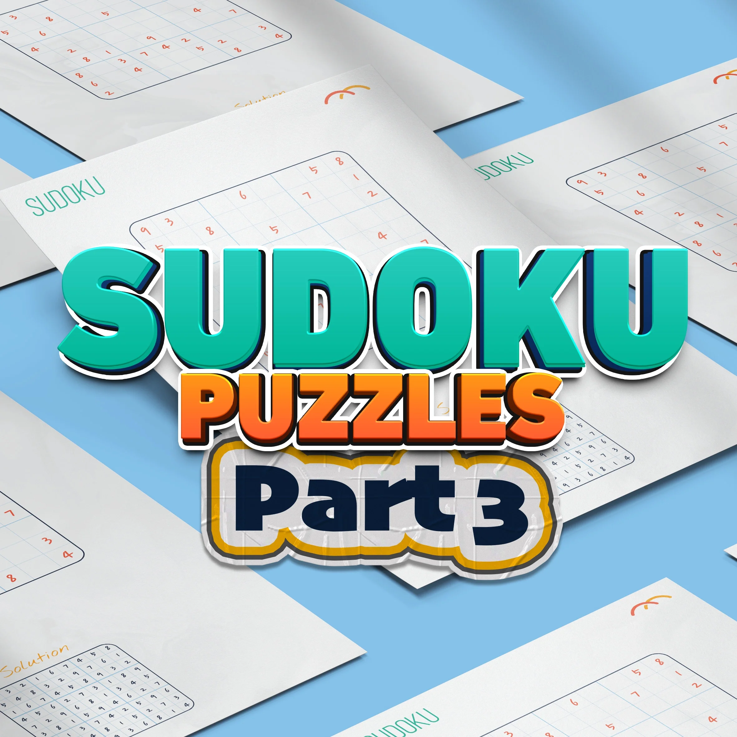 Printable Sudoku Puzzle Book P3 : 100 Brain Training Pages (A4 Size) (Instant Download)