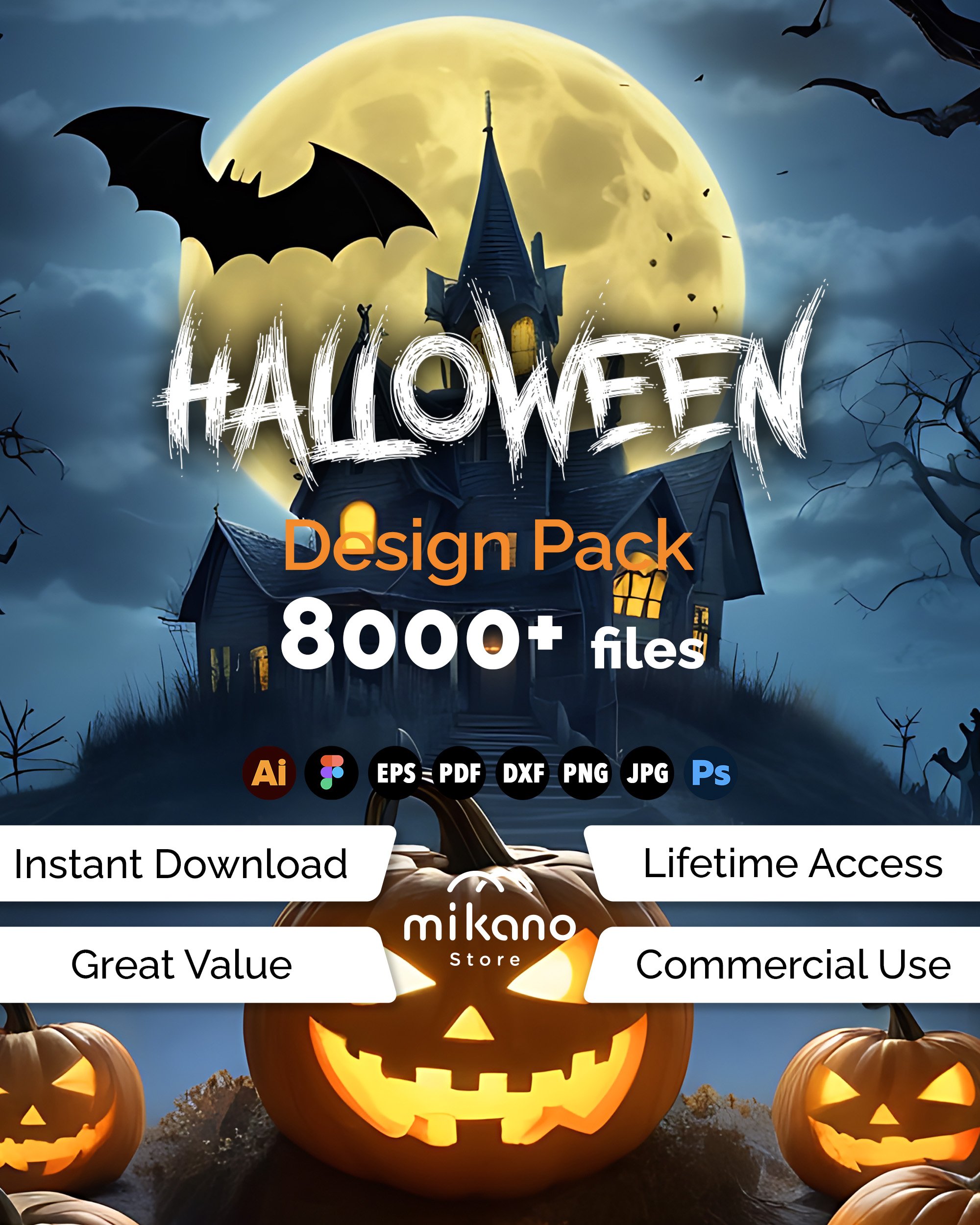 8000+ Halloween SVG Bundle | Spooky Icons, Pumpkins, Bats (Commercial Use)