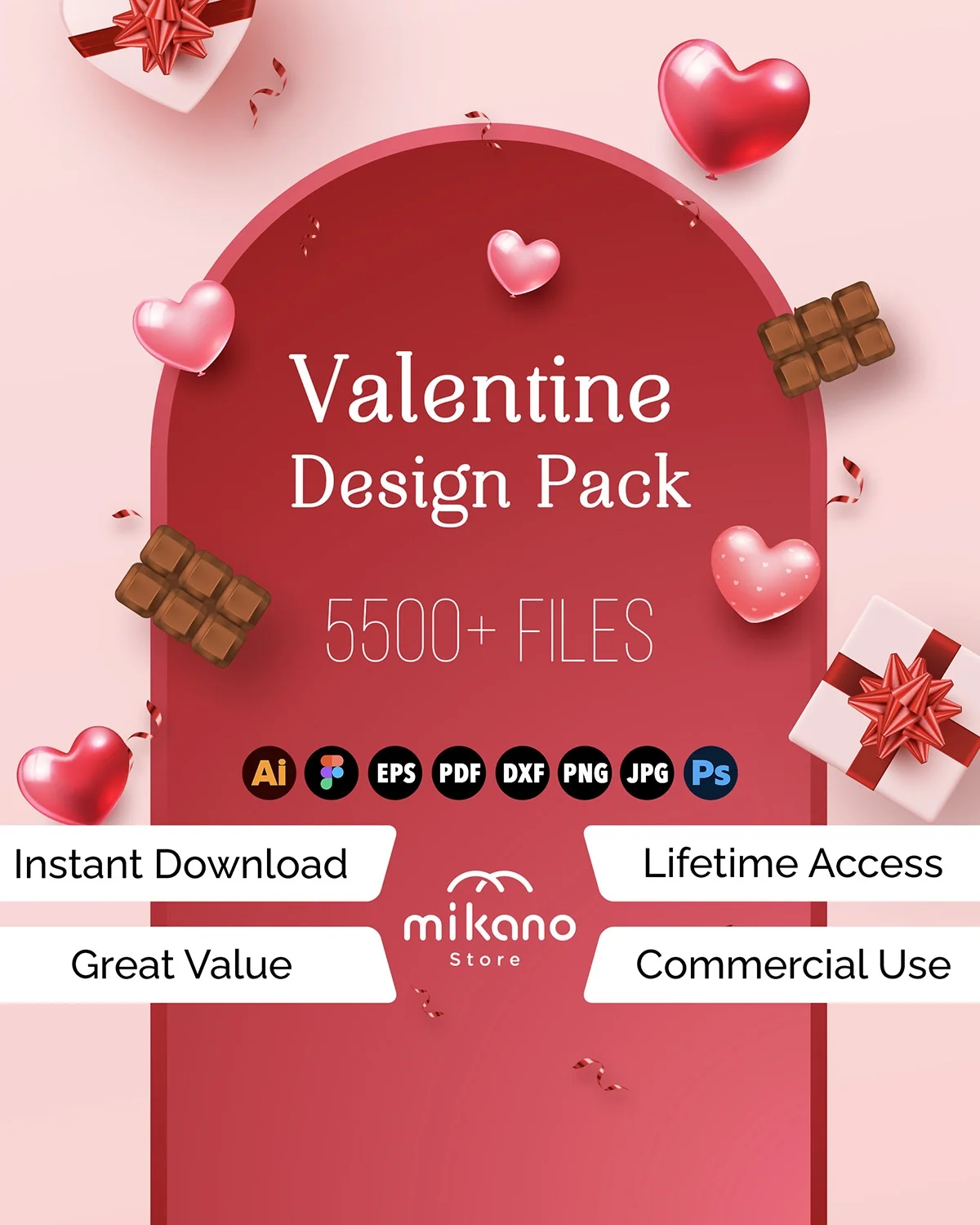 5500 Valentine’s Day SVG & EPS Design Bundle | Commercial Use Love, Romance Graphics for Cricut and Canva | Heart, Cupid, Quote Icons