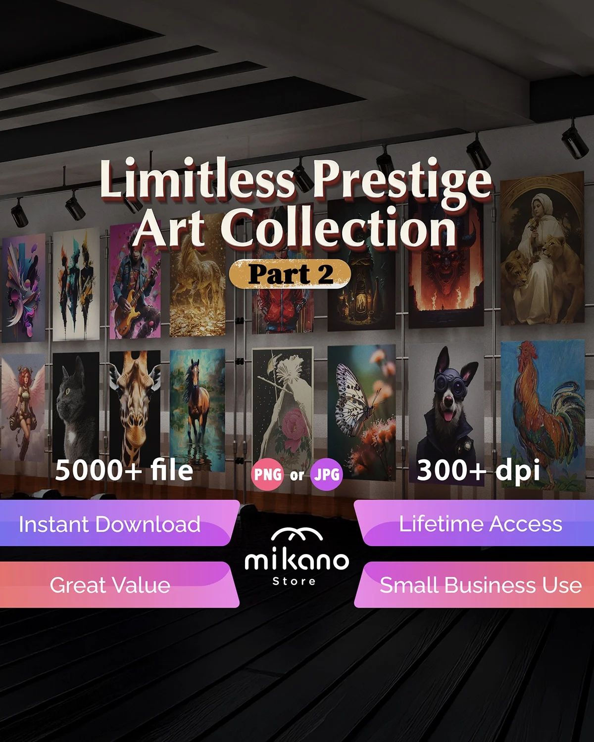 5000+ Printable Wall Art Bundle, Fantasy Animal Portrait Poster Pack, PNG JPG Digital Download, Eclectic Decor Collection, Gallery Set