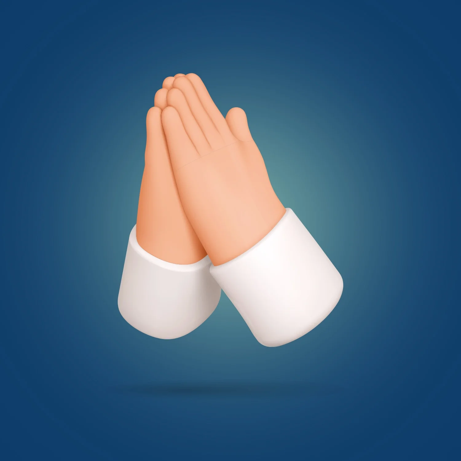 Illustration of two praying hands with a blue gradient background.