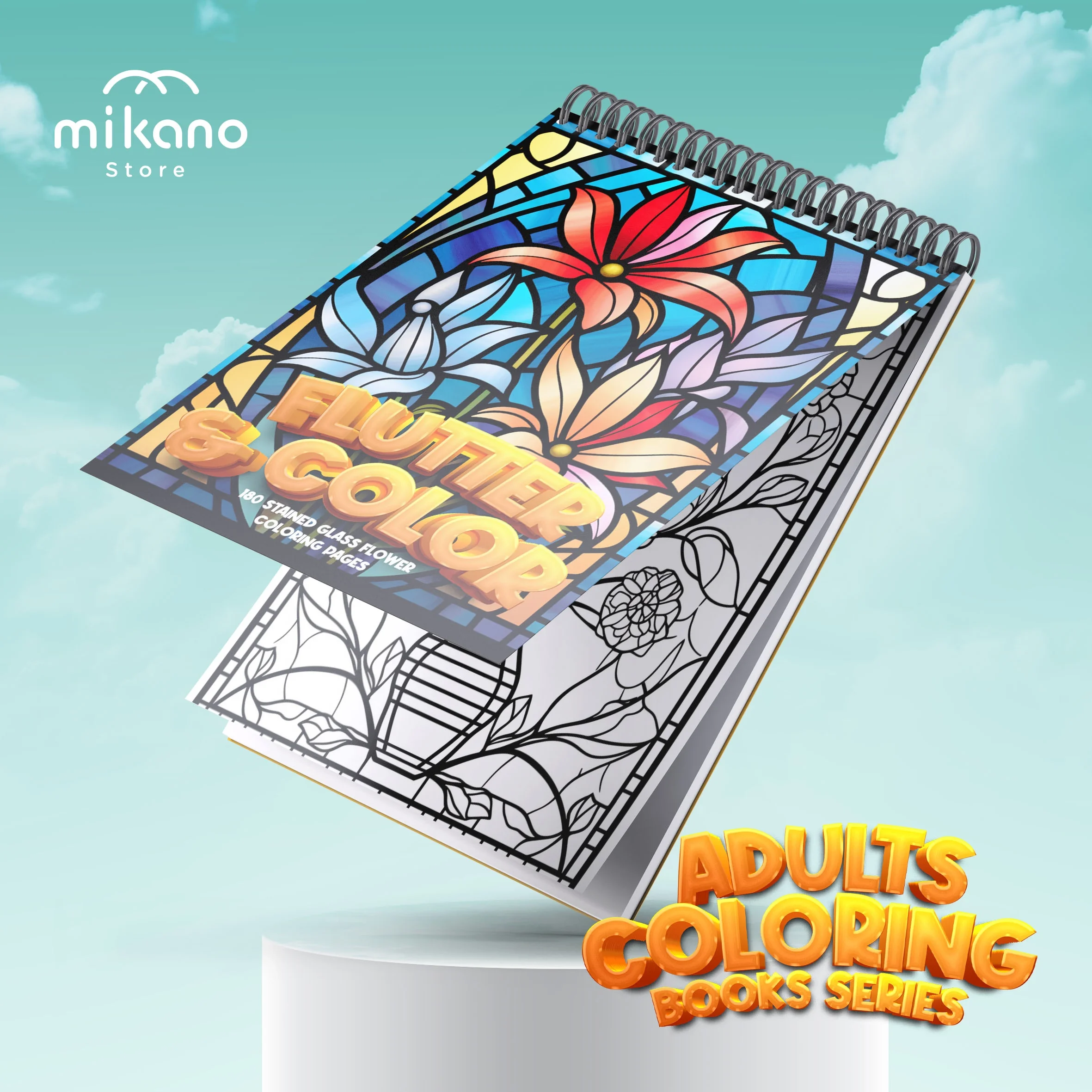 Stained Glass Flower Coloring Pages - 50 Floral Designs, Art Therapy (Digital Download)