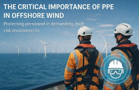 Offshore wind personnel wearing PPE during marine operations
