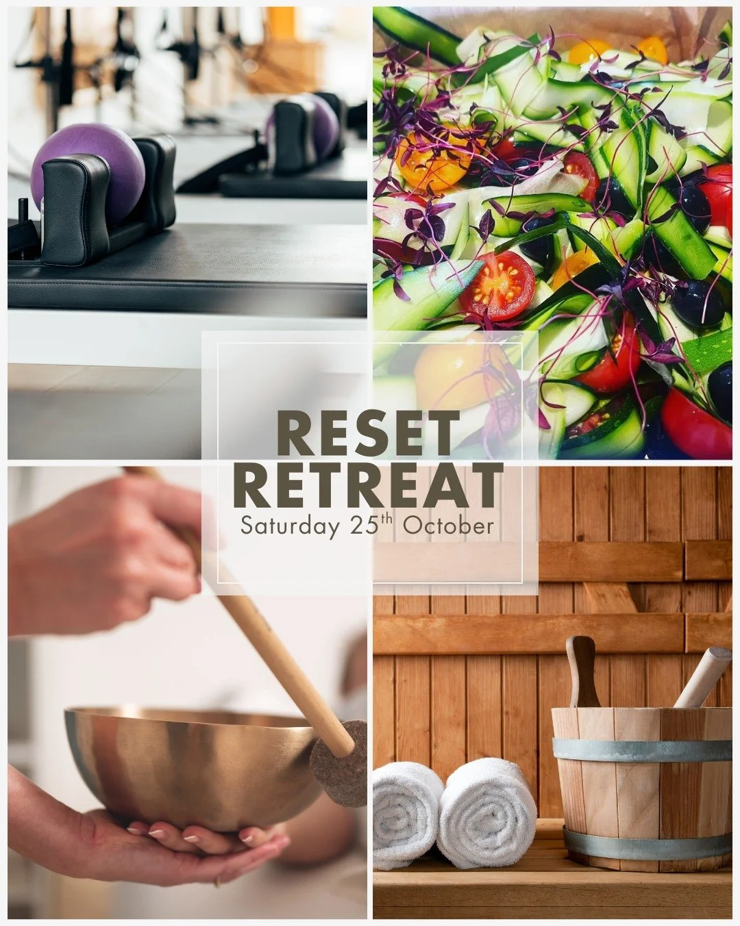 Reset. Reconnect. Restore.

Join us at Reformer Rooms on Saturday 25th October for a one-day retreat designed to bring you back to yourself &mdash; through movement, stillness, and the kind of care that lasts long after you leave.

What to expect:
🌿