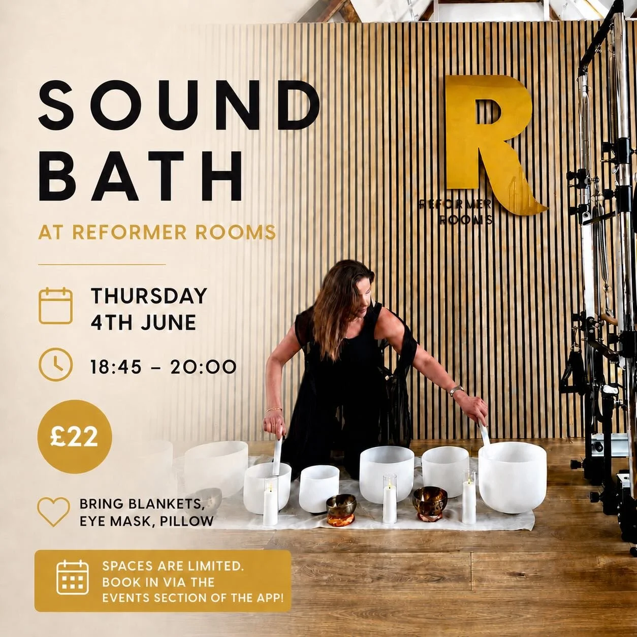Sound Bath Meditation &mdash; A Deep Reset for Mind and Body.

Join us for a restorative sound bath, where crystal bowls, chimes, and gentle frequencies guide you into deep relaxation. Allow stress to melt away as your nervous system softens and your