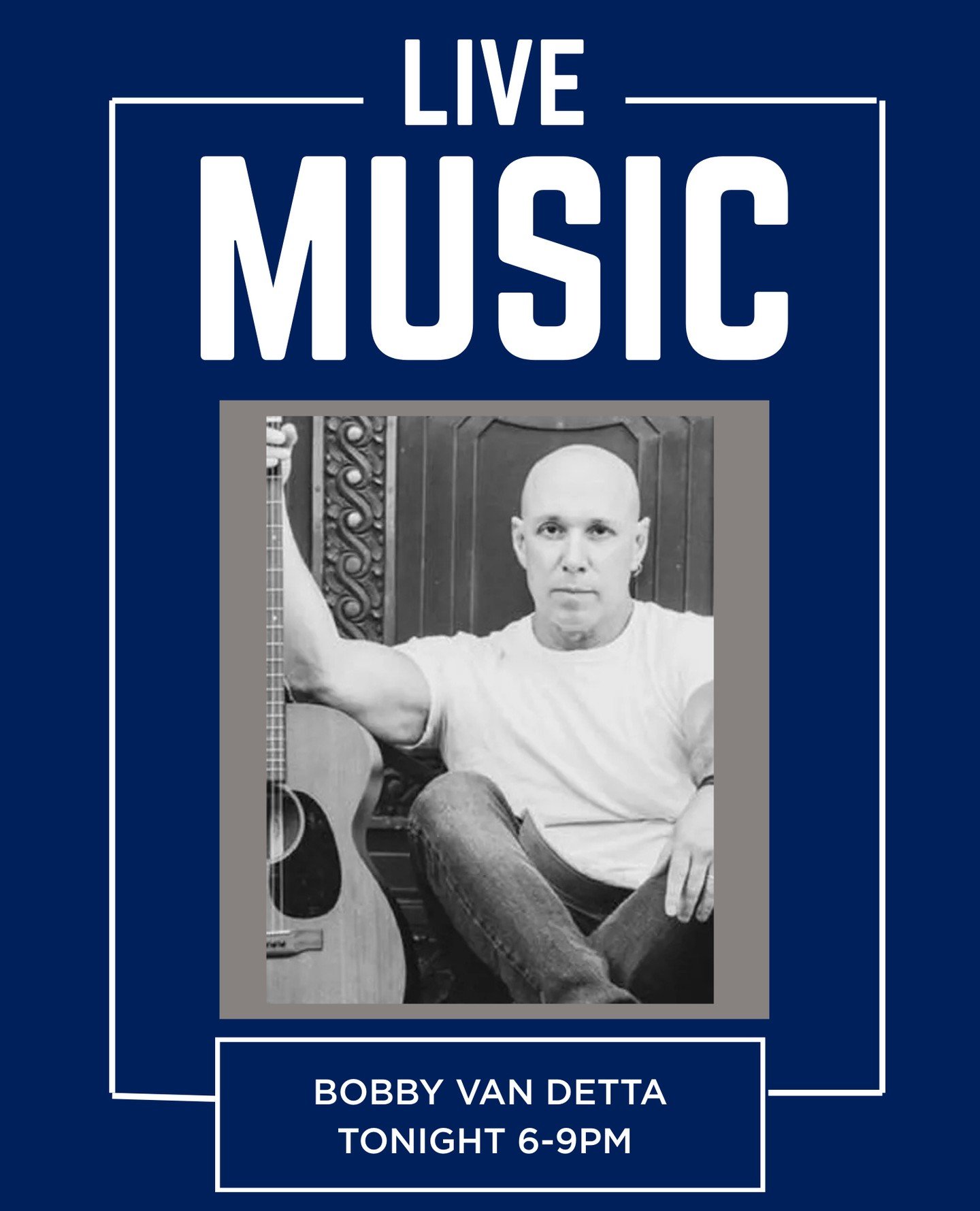 Live music tonight 🎶⁠
Bobby Van Detta takes the stage from 6&ndash;9PM. Great music, good drinks, and the perfect way to spend your evening