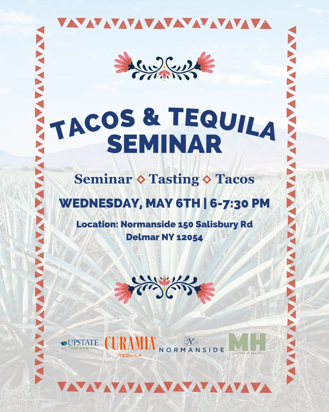 Cinco M&aacute;s just turned up the heat 🌮🔥🥃⁠
⁠
Join Upstate Wine &amp; Spirits, Curamia Tequila and Michella Hand at Normanside on Wednesday, May 6 for a special Tacos &amp; Tequila seminar. Sip Curamia, crush tacos, and celebrate one more day of