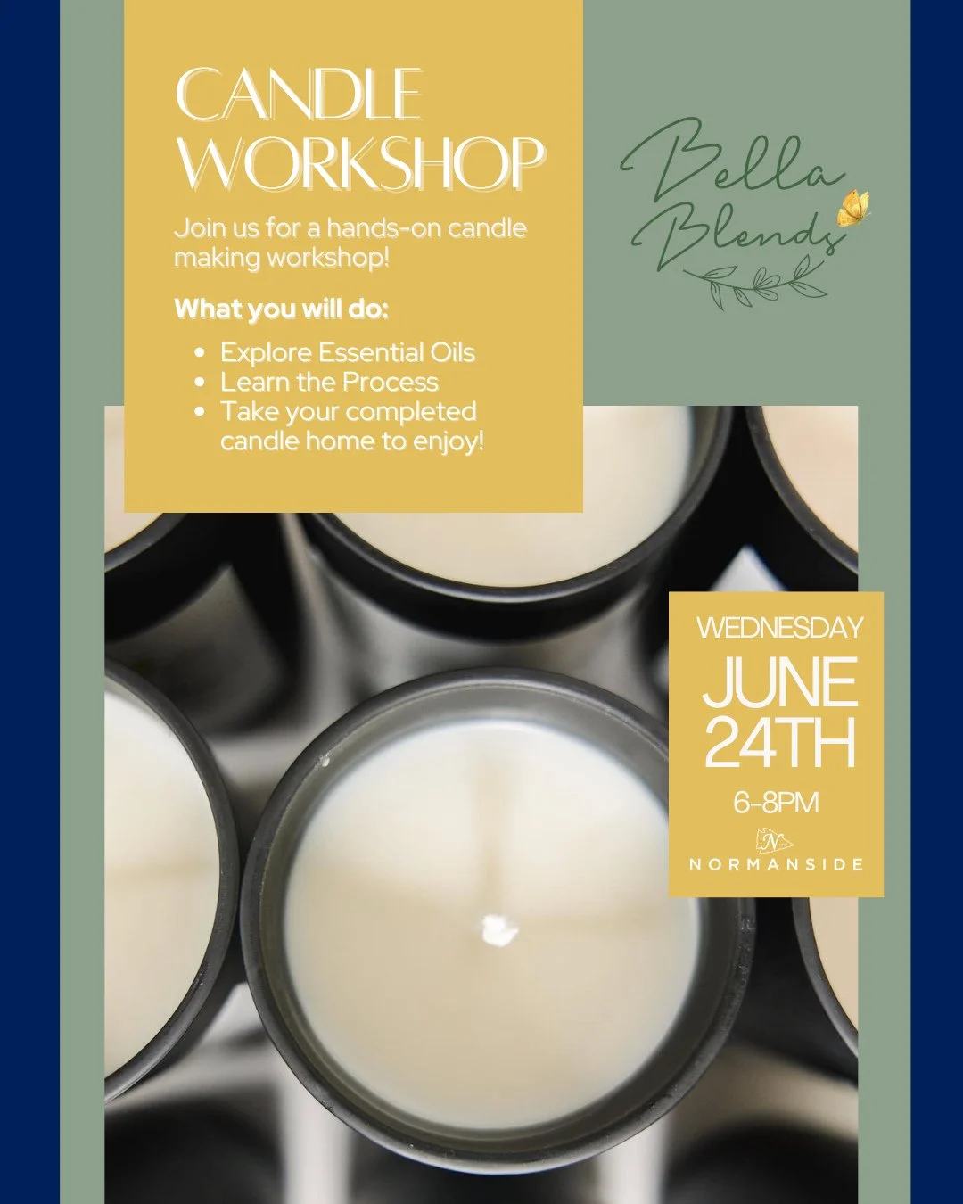 Side Sessions: Next Up: Candle Making with @bellablendspure⁠
⁠
Join us for a hands-on candle making experience where you&rsquo;ll explore essential oils, learn the candle making process, and create a custom candle to take home and enjoy.⁠
⁠
Link in b