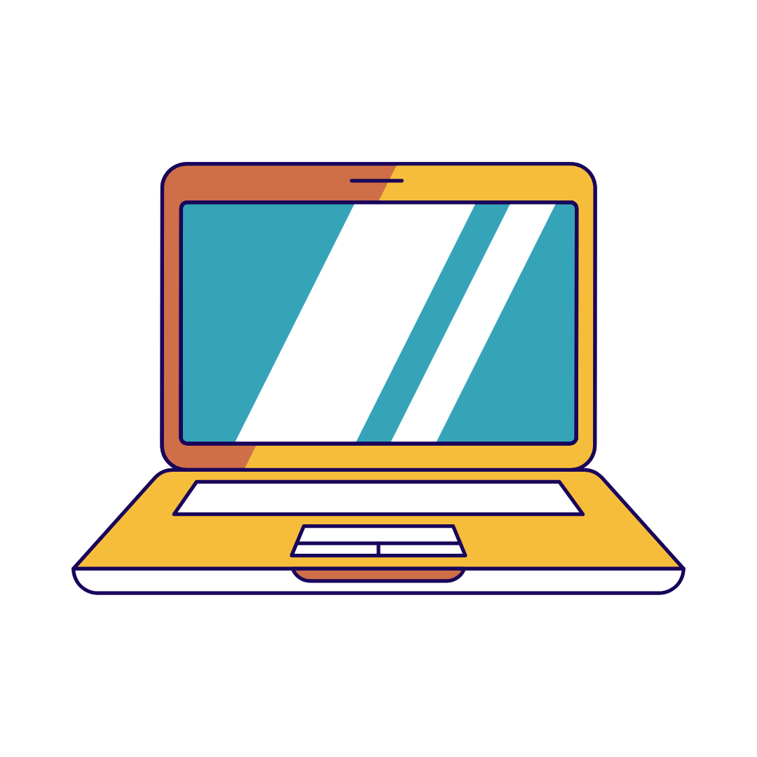 Illustration of a yellow laptop with a black screen, a memory card on the top edge, and a capture button below the keyboard.