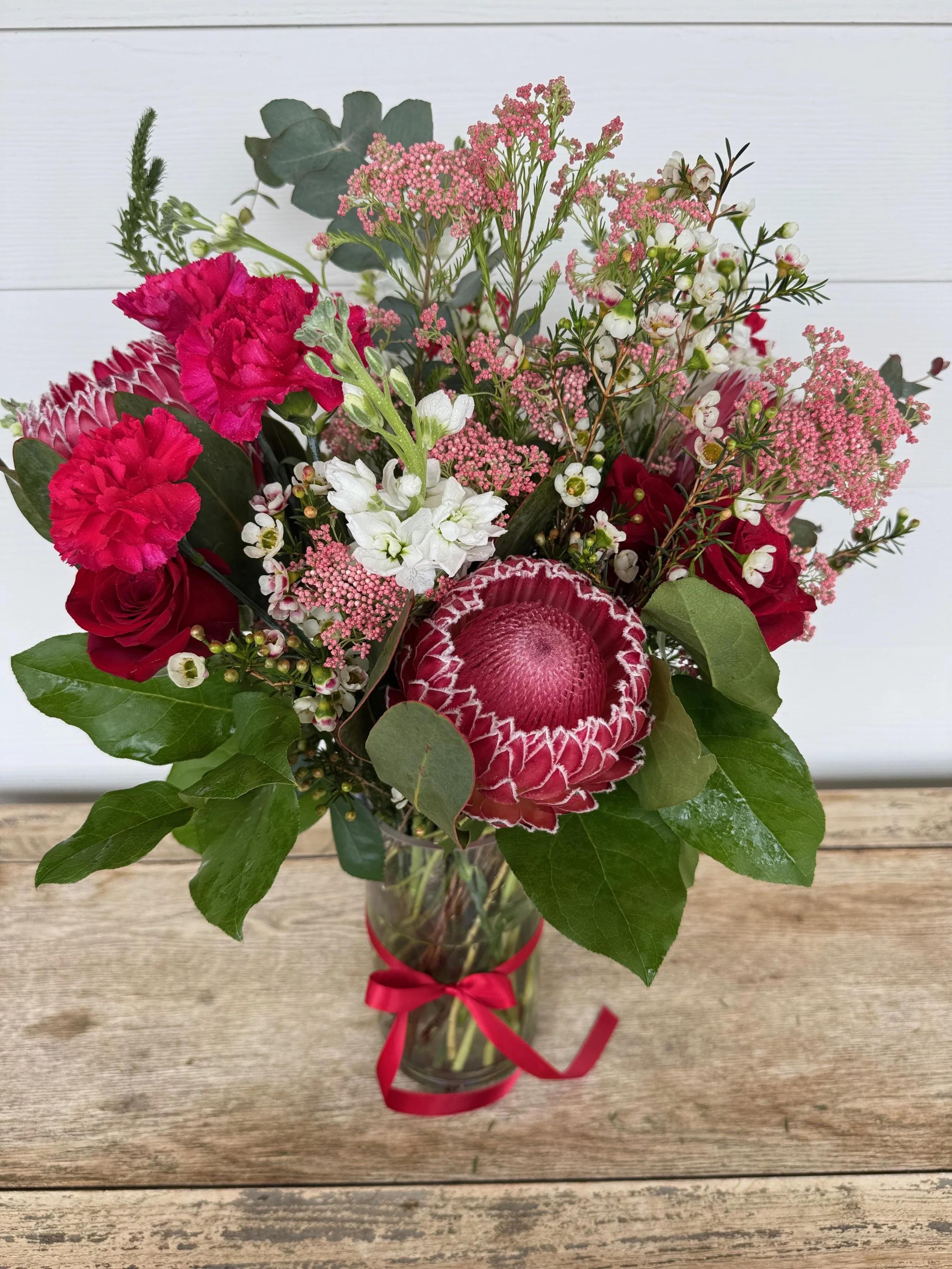 Queen Proteas & Pink Wildflowers Bouquet