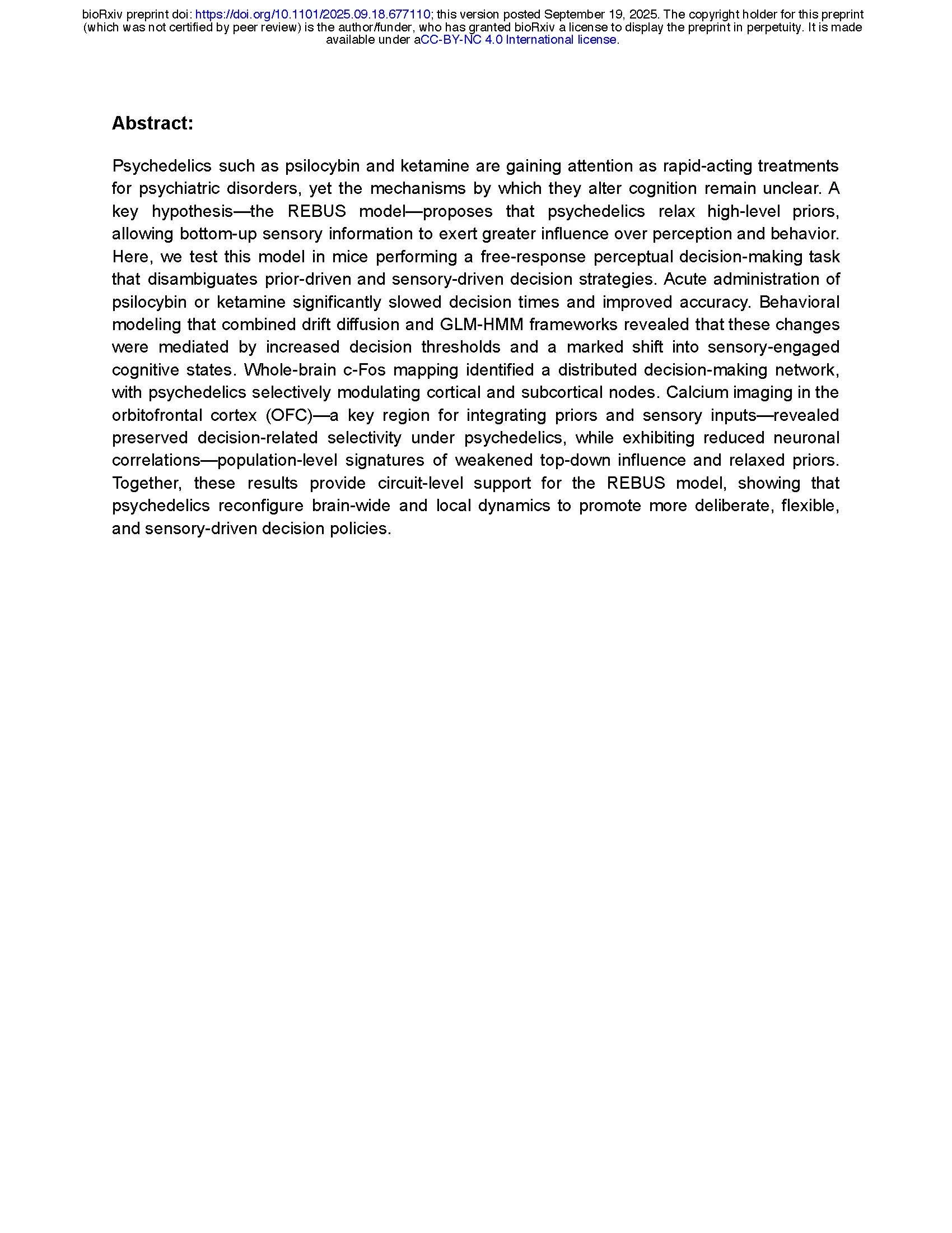 Psychedelics Relax Priors and Reshape Orbitofrontal Dynamics