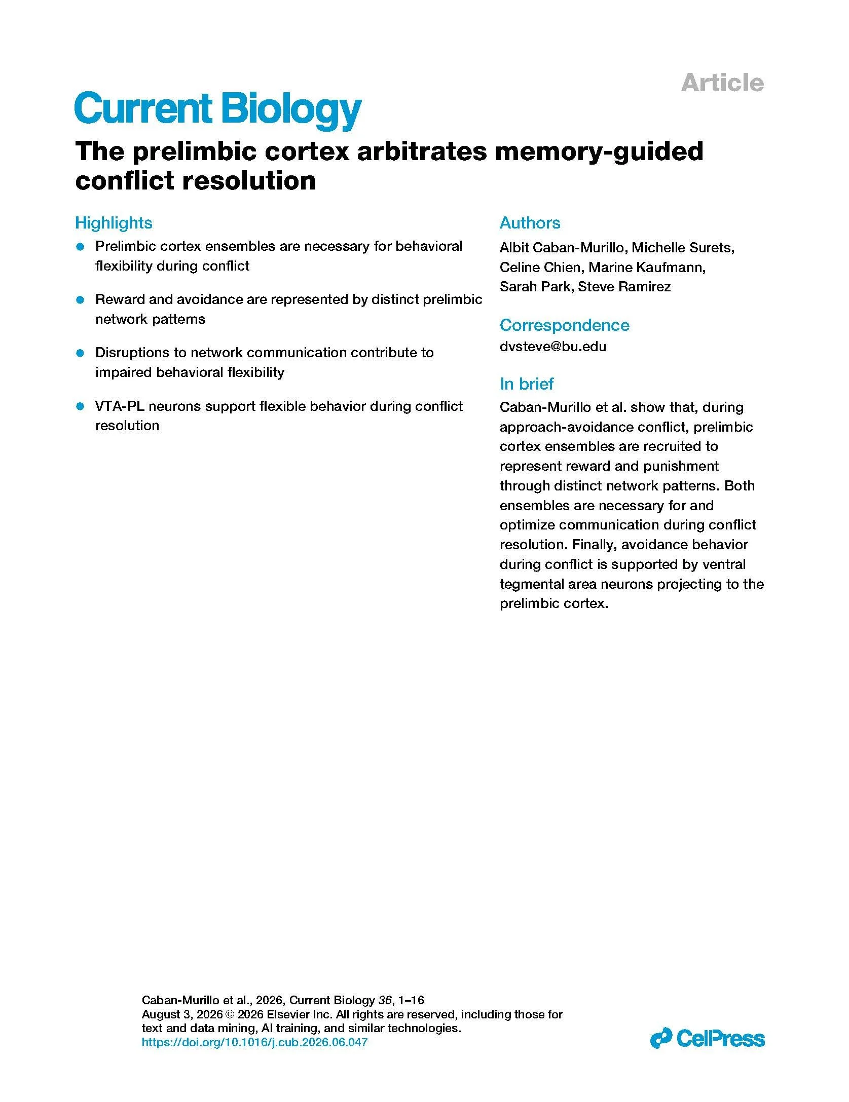 The Prelimbic Cortex Arbitrates Memory-Guided Conflict Resolution