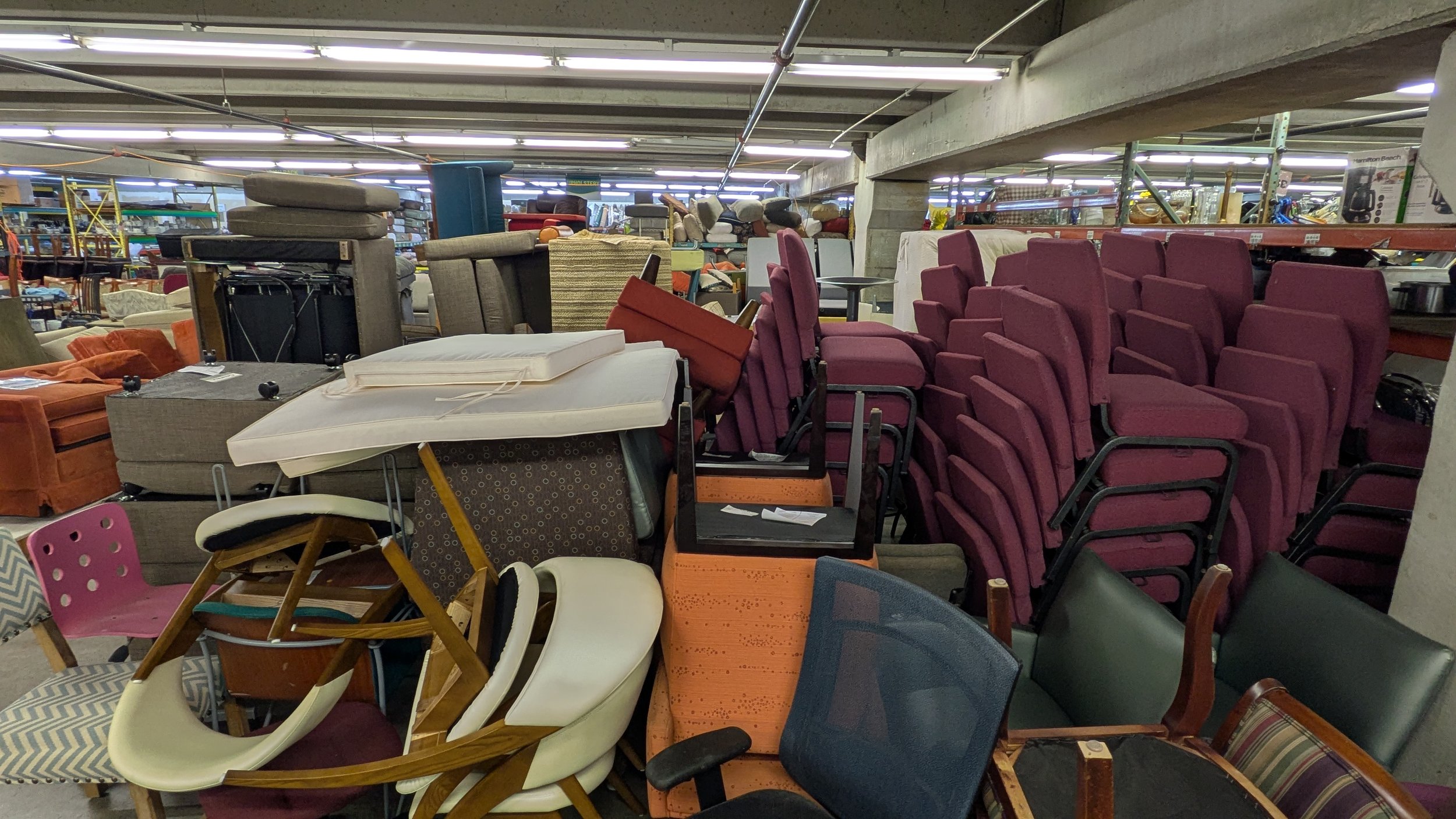 Warehouse full of furniture thanks to donors