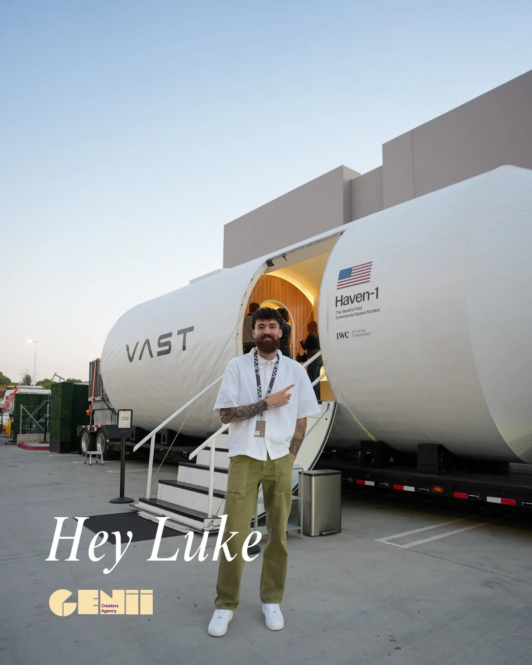 Genii creator @lukesoutpost with @appletv &amp; @sonypicturestv at @vastspacestation Headquarters for a tour of the world&rsquo;s first commercial space station and an early episode screening of @forallmankind_ 🛰️ 🌙 🚀⁠
⁠
#AppleTV #ForAllManKind