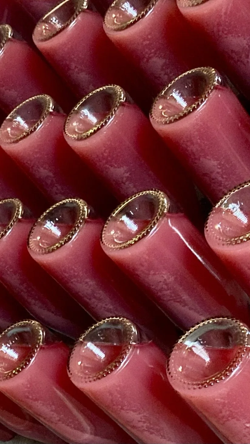Limeburn Hill Vineyard Rose 2025 bottles on riddling rack.jpg