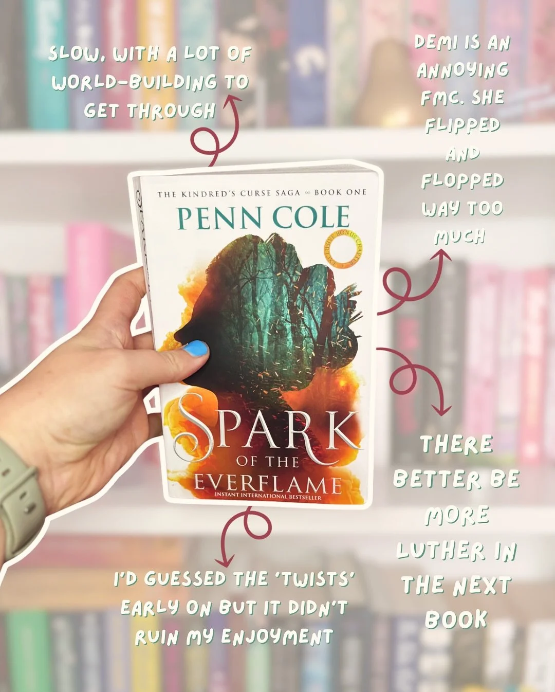s p a r k  o f  t h e  e v e r f l a m e
The vibes - not quite as slow as ACOTAR, but full of world-building that sometimes weighs the narrative down. Diem is a confusing thing, isn’t she?
Spice - as much as the amount of flameroot available