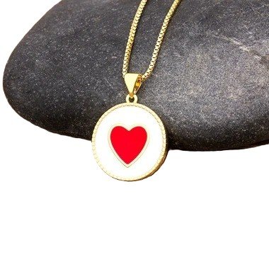 Girls White Heart Pendant Necklace