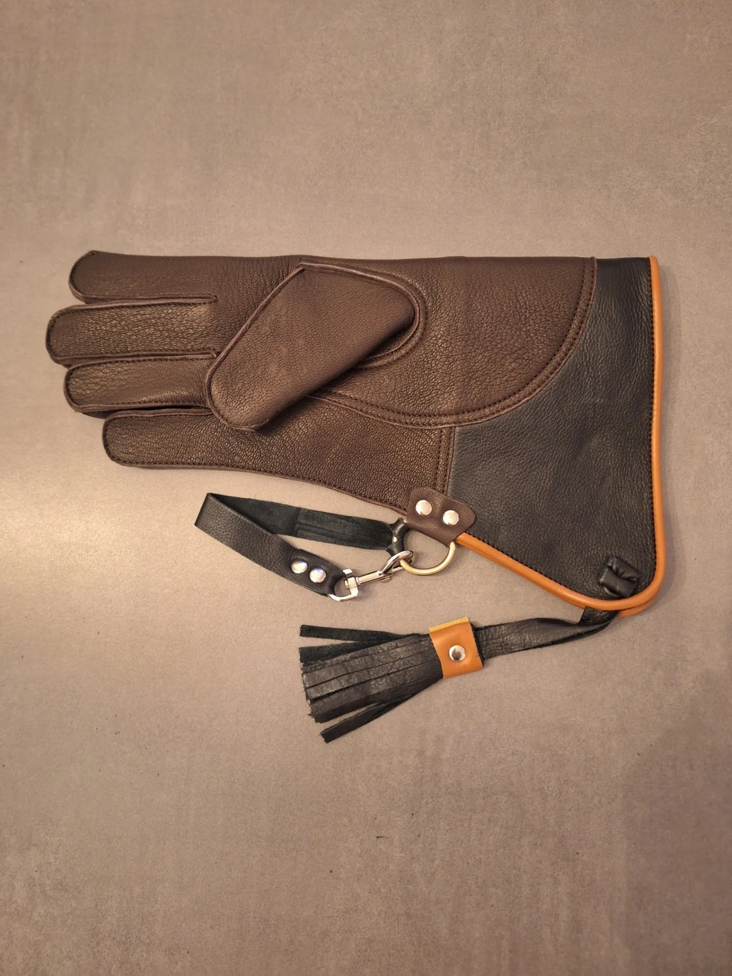 GANT CUIR CERF MARRON  GAUCHER + sécurité
