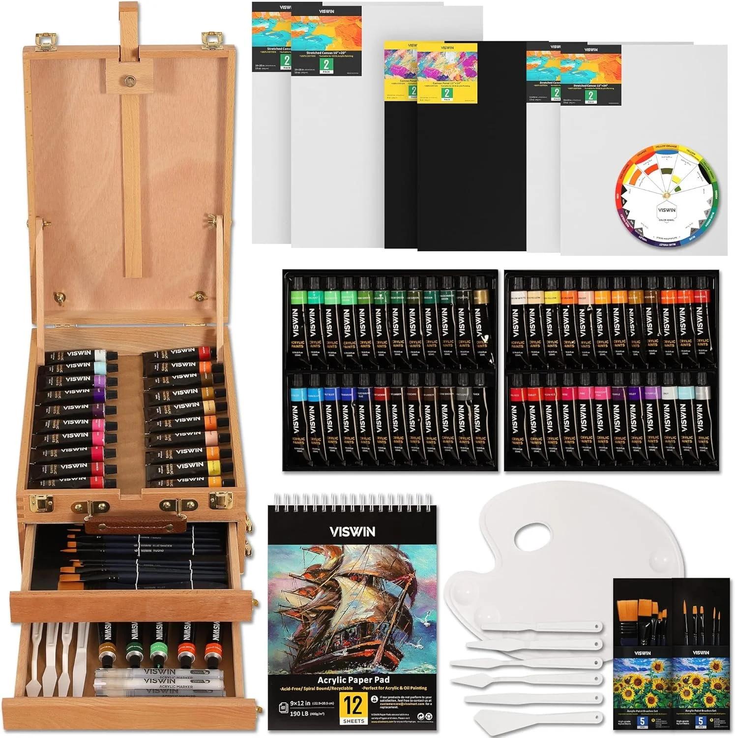 Acrylic Paint Set with Canvas