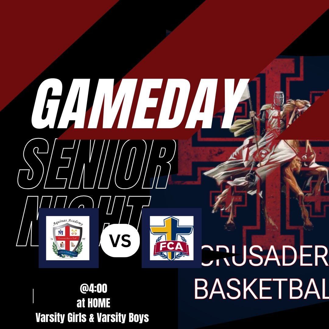 SENIOR NIGHT!!! Come out and support your Crusaders as they take on FCA!
⏰: Varsity Girls @4:00pm, Senior Honoring to Follow, Varsity Boys follow Senior Honoring
📍: At HOME (808 Old Baltimore Pike Newark, DE  19702)
*Conference Game*
GO CRUSADERS!!