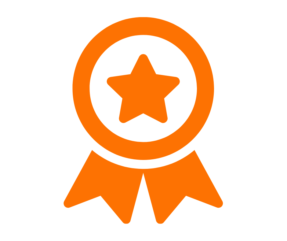 Black and white star badge icon with ribbons