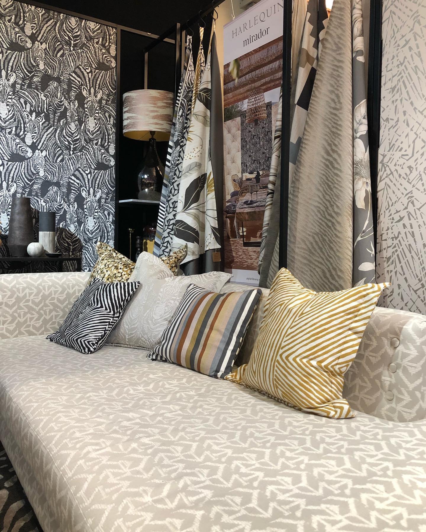 Just a sneak peak of the amazing display the team put together for Irish Interior Showcase, Belfast. @irishinteriorshowcase @harlequinfw @sanderson1860 @zoffanyfw @anthologyfabrics @scionfabrics @wmorrisandco