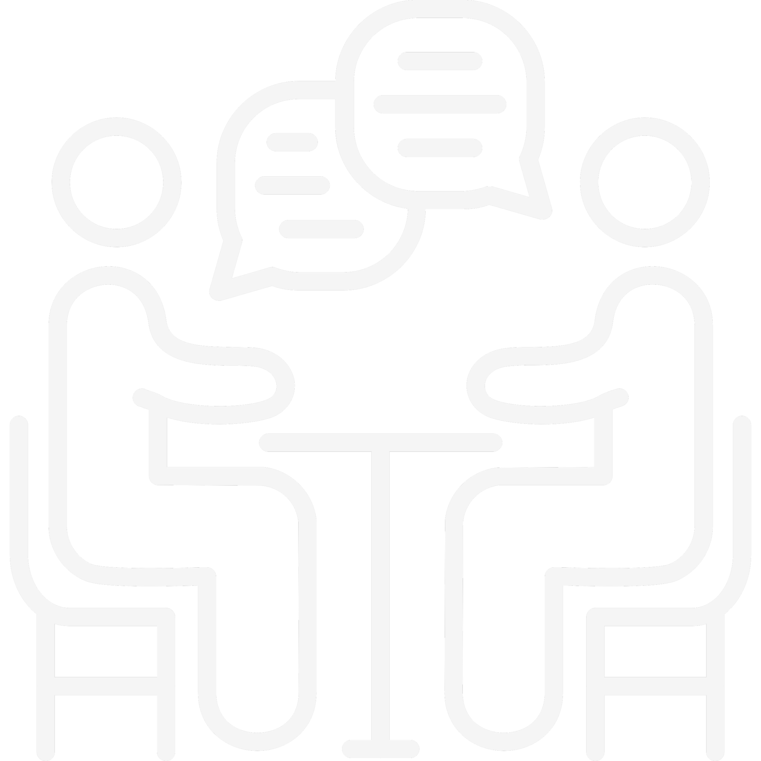 Symbol von zwei Personen, die an einem Tisch coachen