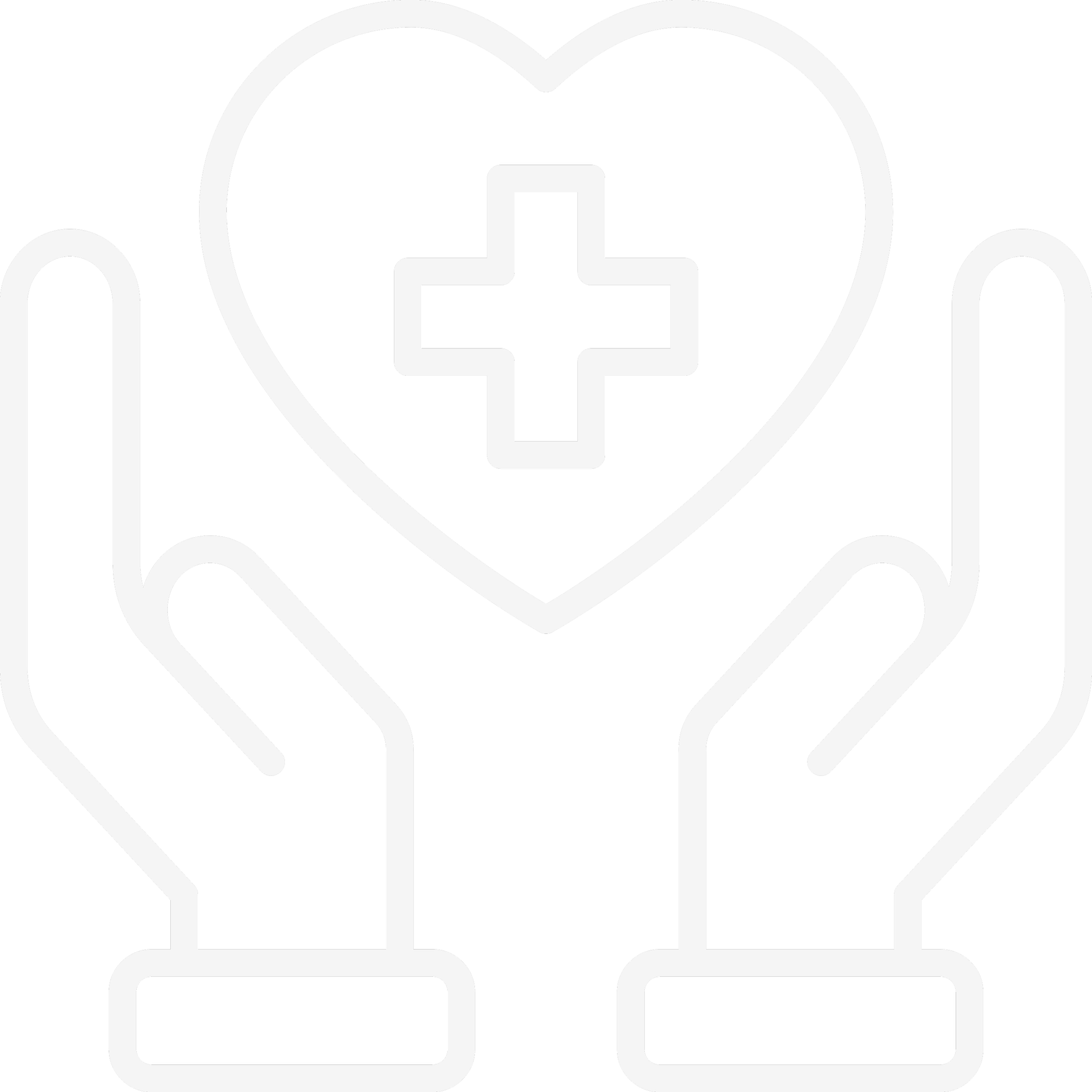 Symbol von zwei Händen, die ein Herz mit einem "+"-Symbol umklammern