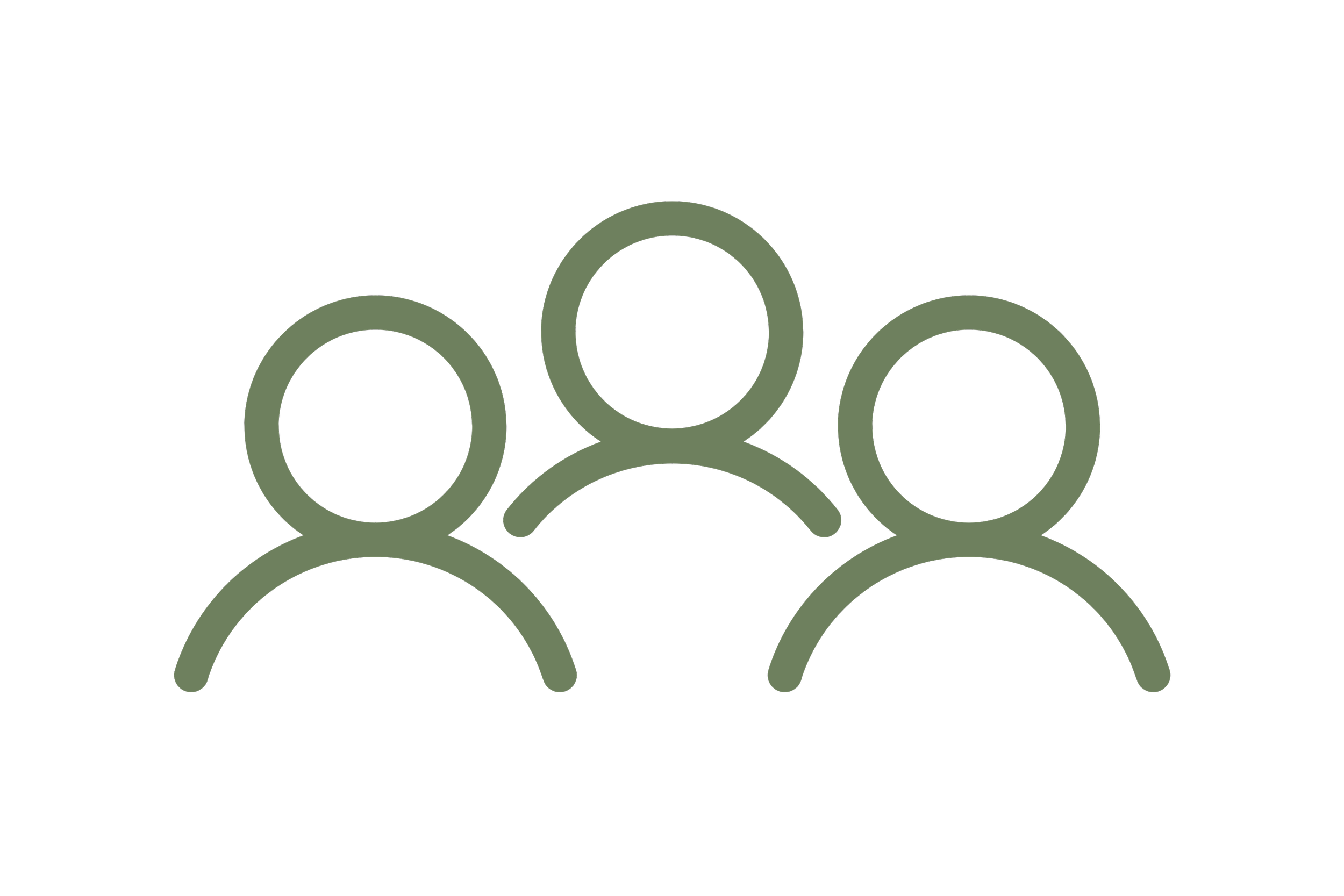 Symbol mit drei stilisierten Personen in grün auf schwarzem Hintergrund, repräsentiert eine Gruppe oder Gemeinschaft.