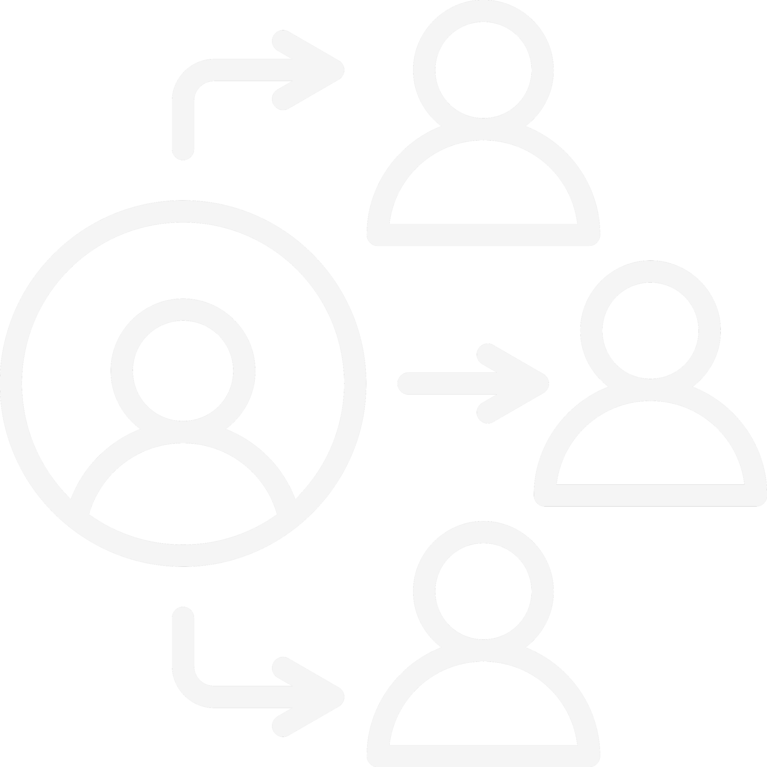 Symbol von Führungskraft, die an drei Mitarbeiter delegiert