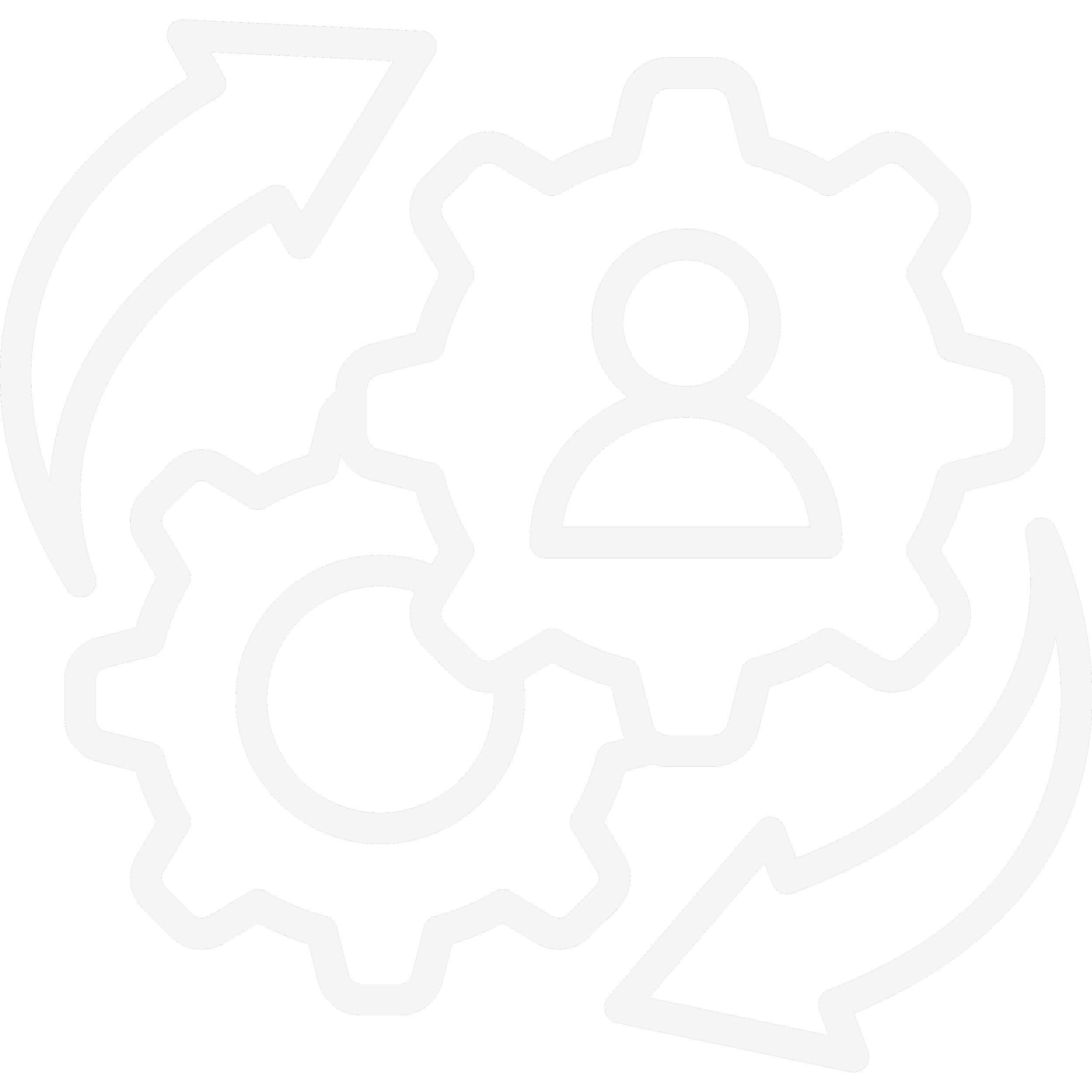 Symbol zweier Zahnräder - eines beinhaltet ein Menschen-Symbol. Sie stehen in Wechselwirkung miteinander.
