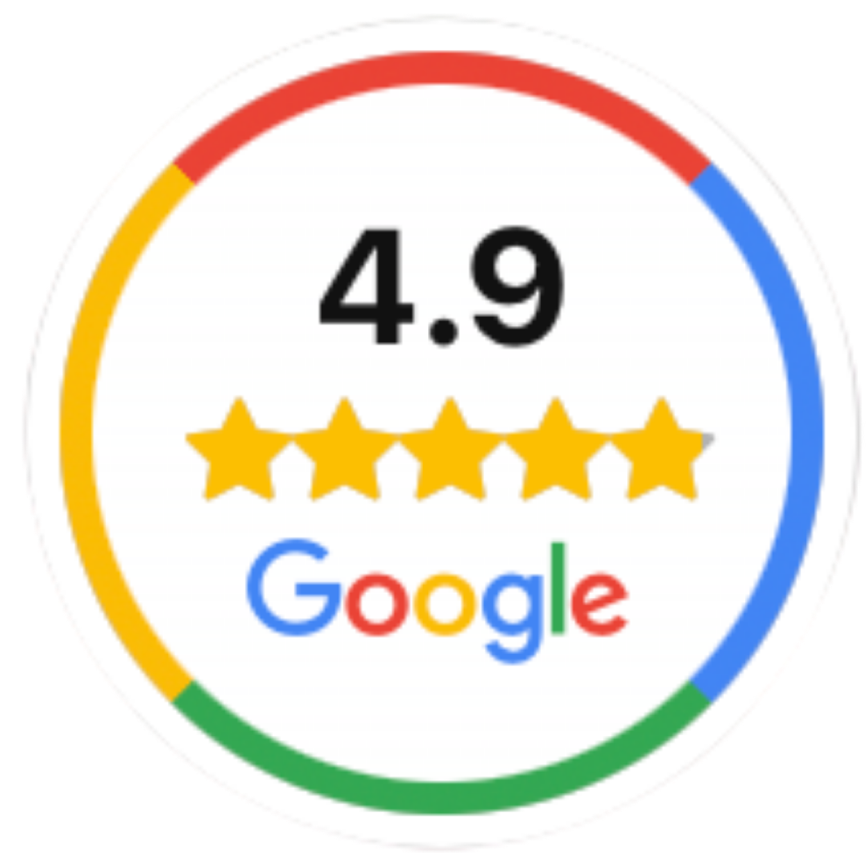 Google Rating Siegel mit 4,9 Sternen