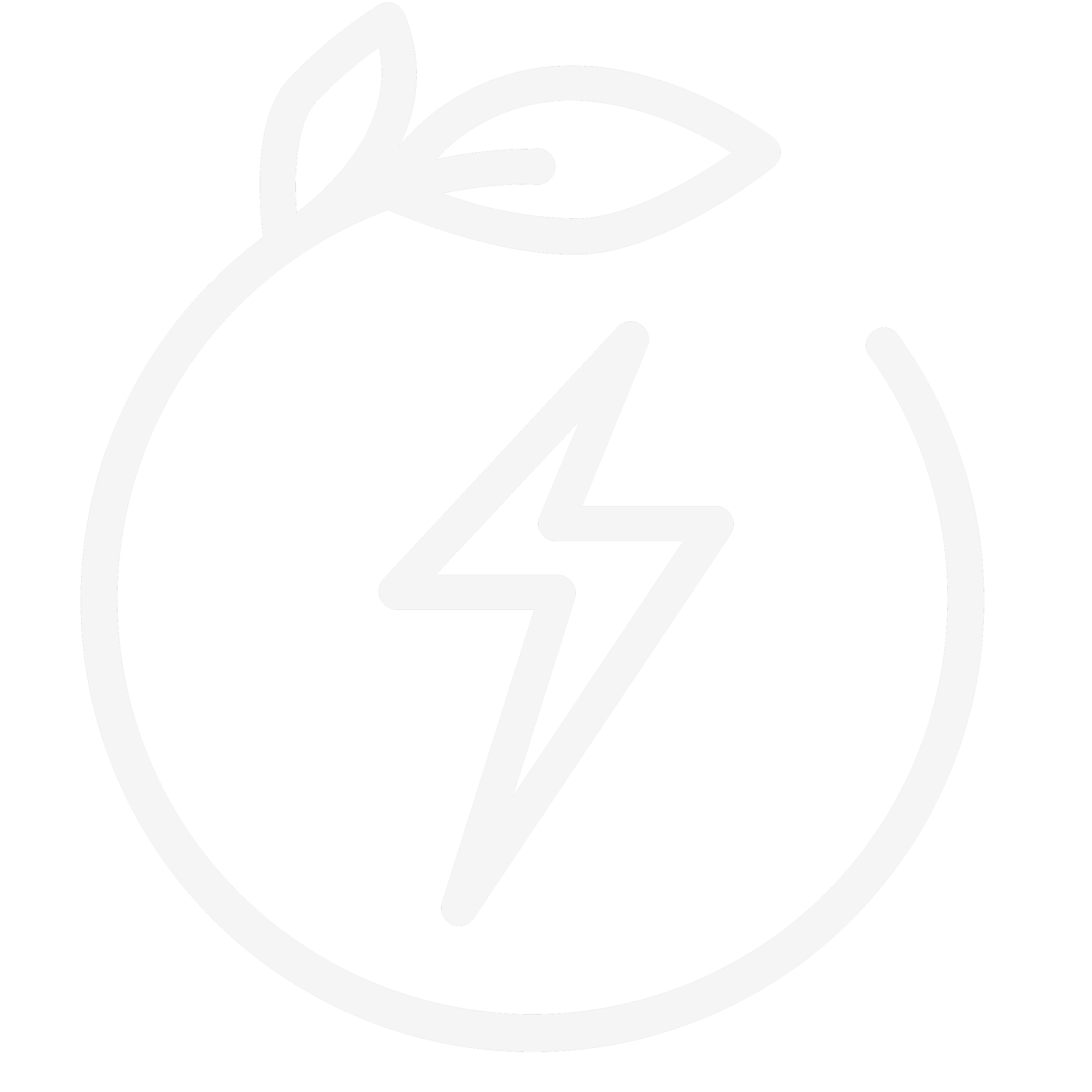 Symbol eines Blitzes für Energie - umrandet von einem Kreis, welcher aus einer Pflanze besteht