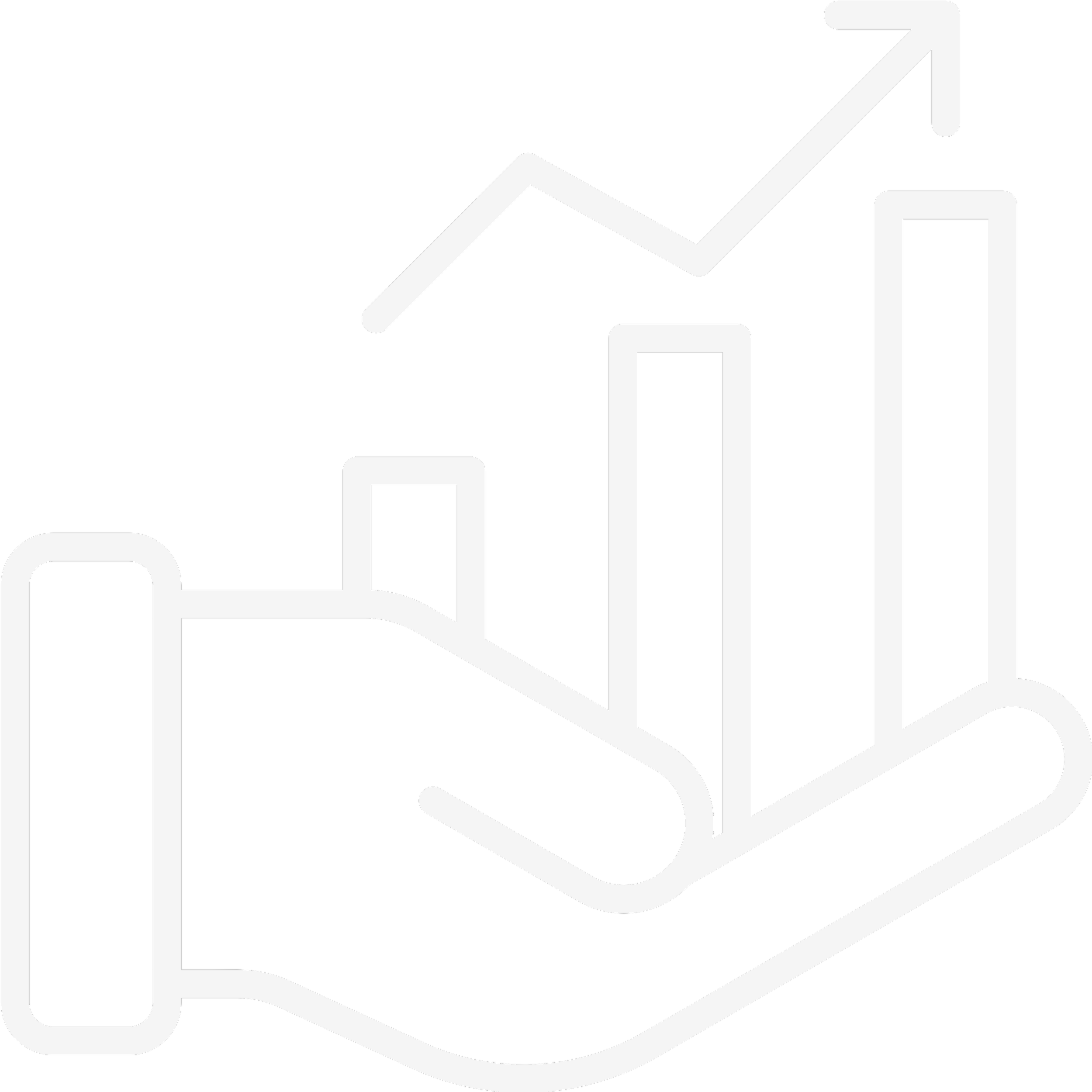 Symbol einer Hand, welche aufsteigende Balken mit einem Pfeil hält