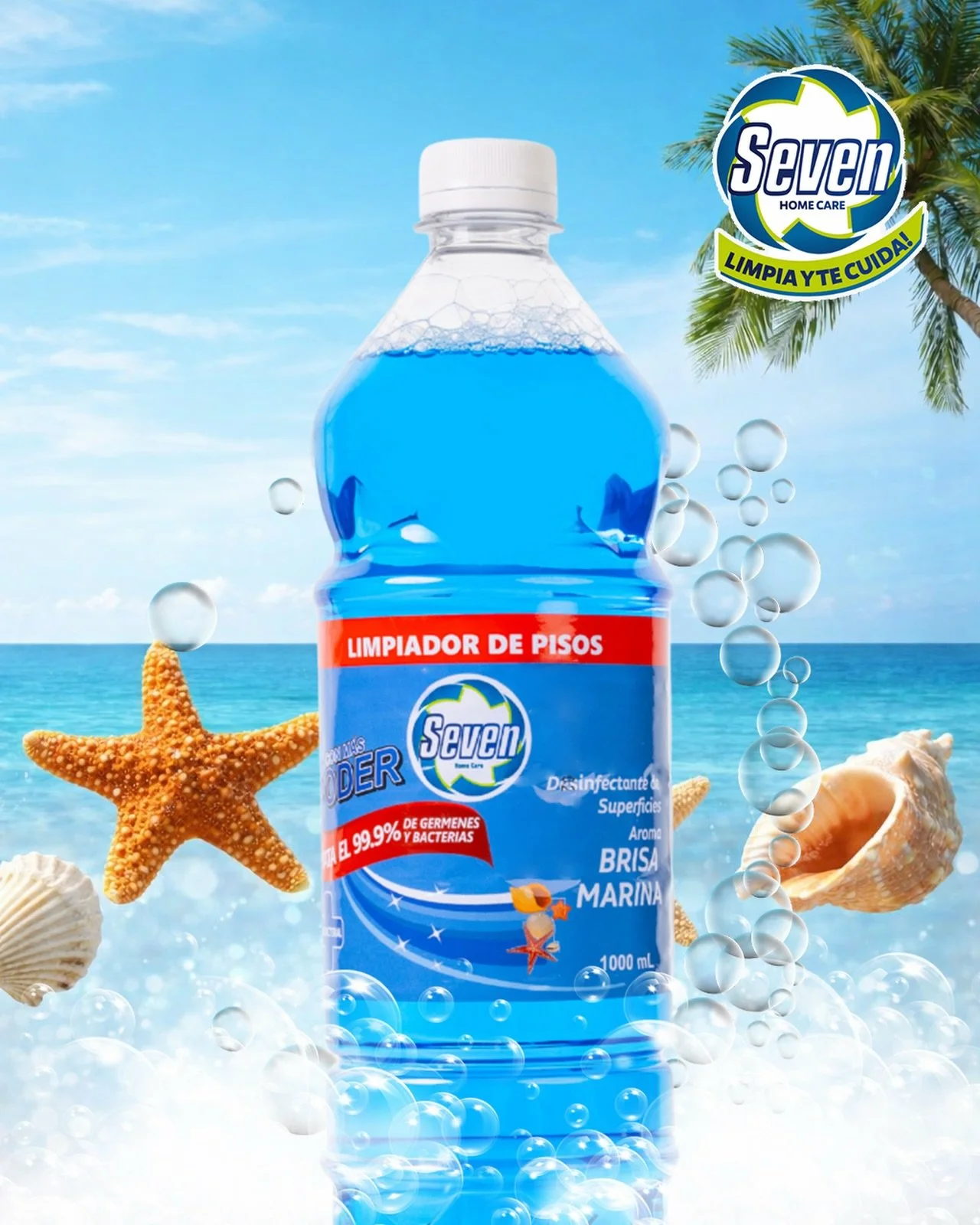 ✨🧼 Limpiador de pisos Seven &mdash; Brisa Marina para un hogar fresco y reluciente 🌊🏠.
Limpia a fondo, deja un aroma revitalizante y cuida tus superficies con cada pasada 💙✨.
