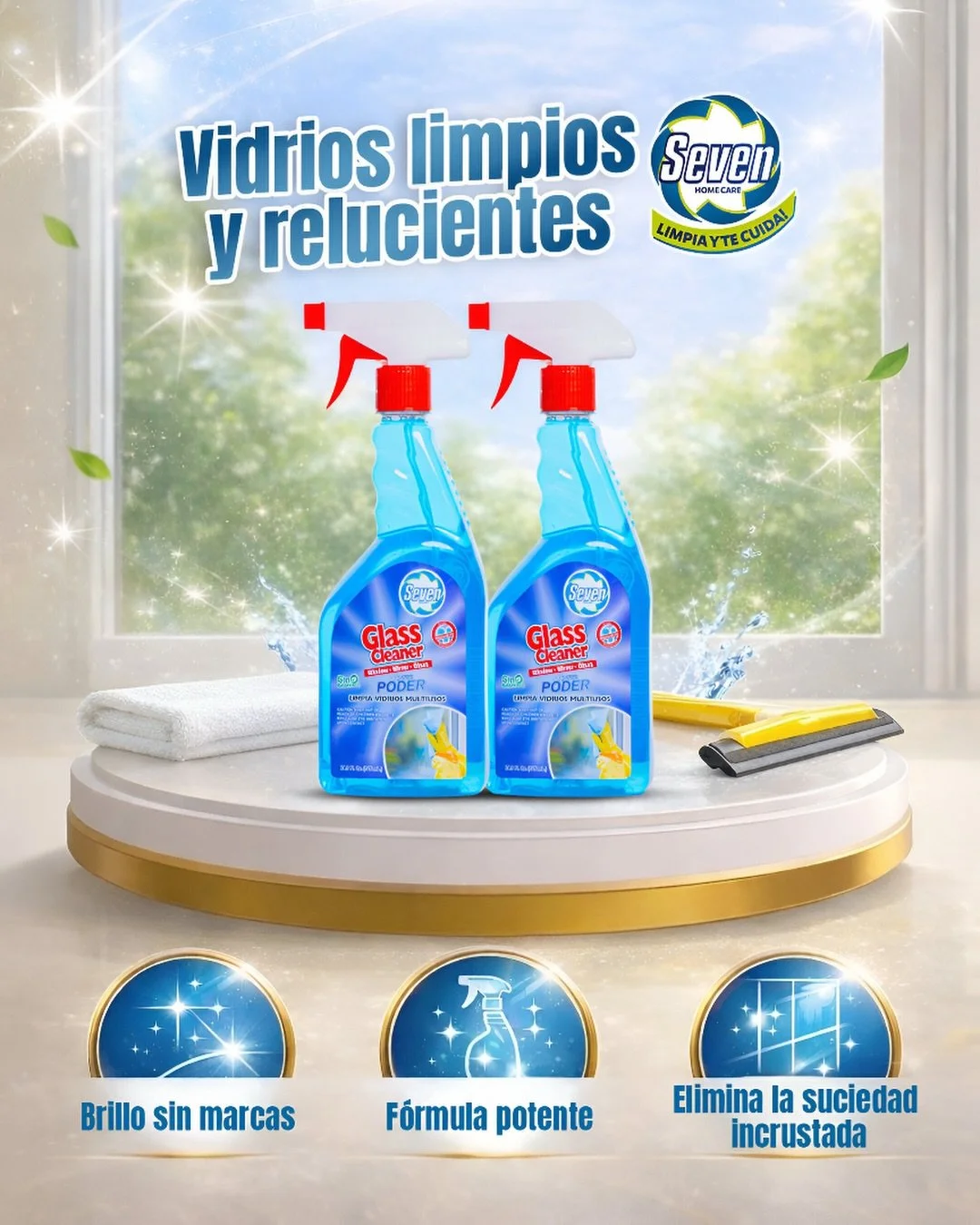 ✨🧼 &iexcl;Que tus ventanas hablen de brillo!
Con Seven Glass Cleaner cada rociada es poder 💪, cada pasada es claridad 🌞 y cada mirada refleja perfecci&oacute;n ✨.

🔹 F&oacute;rmula potente
🔹 Brillo sin marcas
🔹 Limpieza que cuida tu hogar 🏡

?