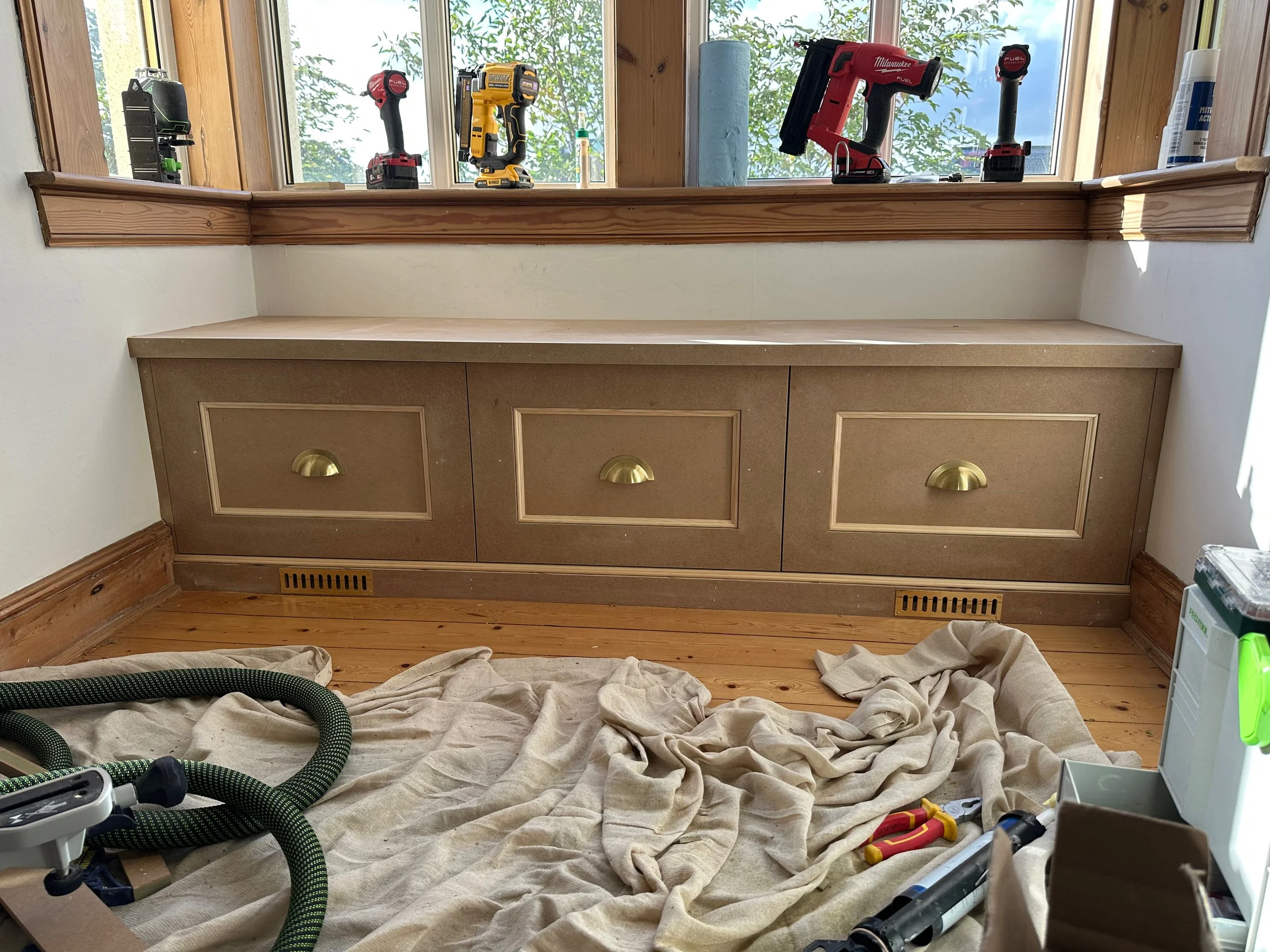 Bespoke window seat with drawers and beading