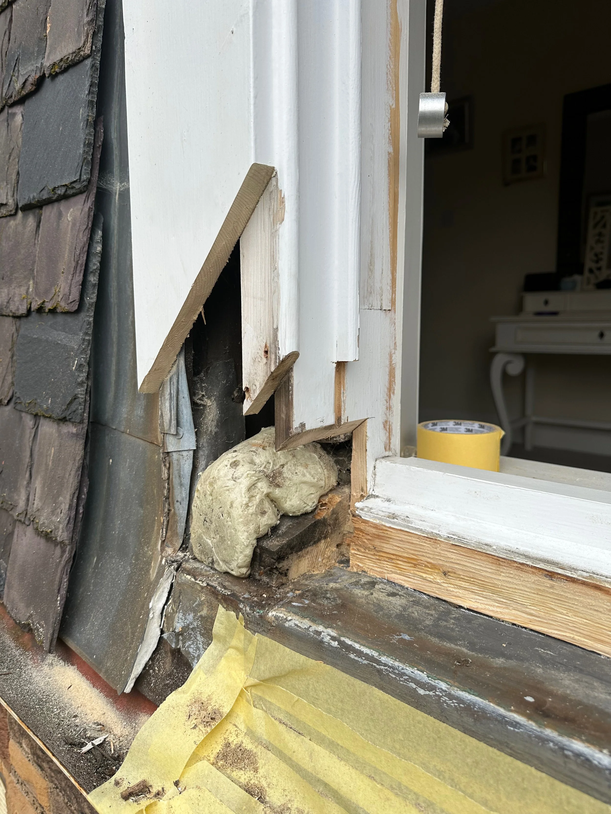 Timber sash window case repair