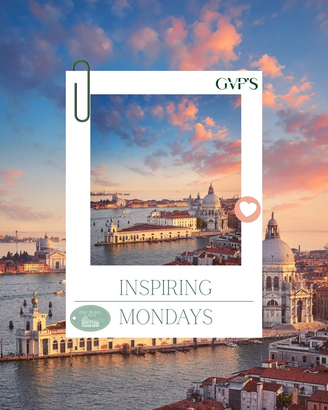 ✨ Inspiring Mondays ✨

There&rsquo;s something about Venice at sunrise &mdash; when the city awakens in soft gold and pink, and the canals seem to whisper stories of centuries past 🌅✨

A masterpiece floating on water, Venice reminds us that beauty c